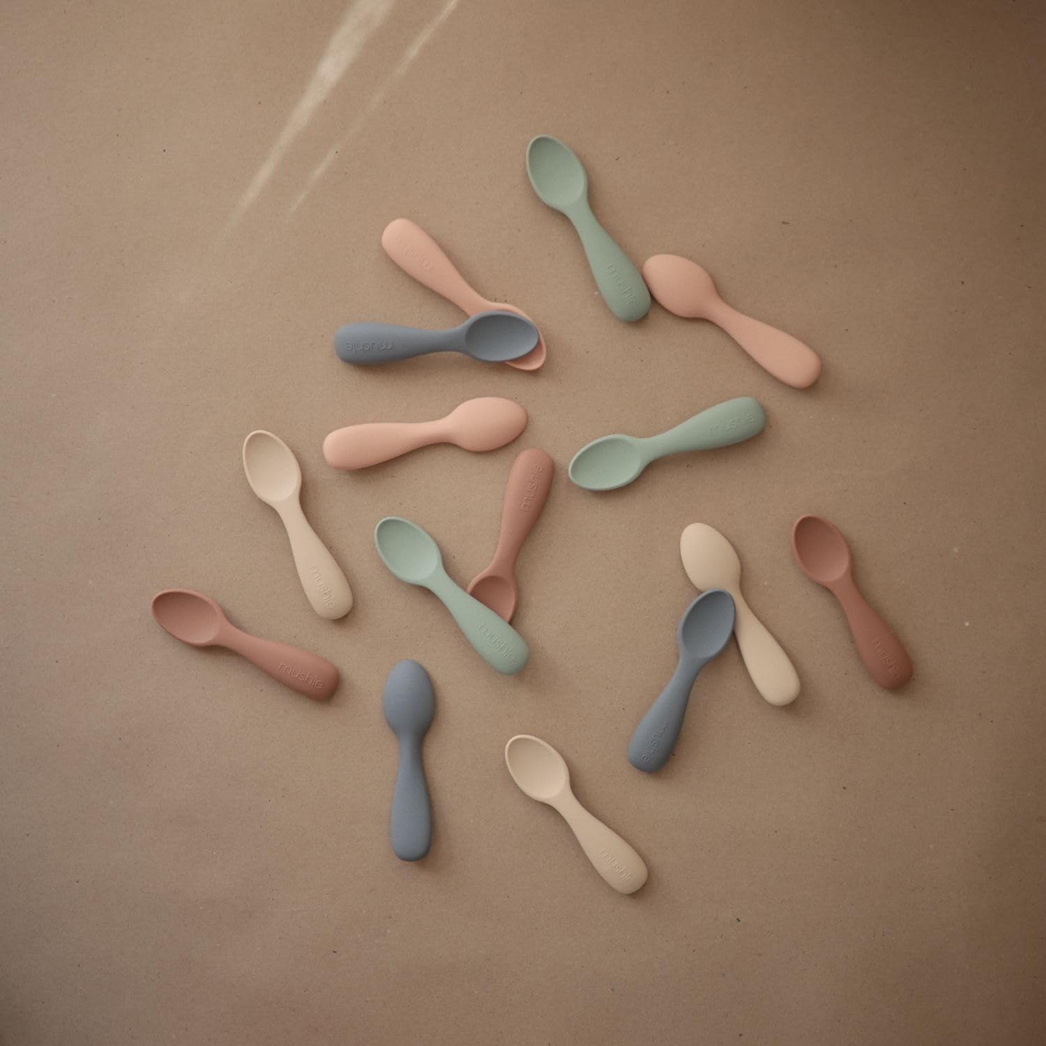 Mushie Silicone Toddler Starter Spoons 2 Pack TradewindsShifting Sand