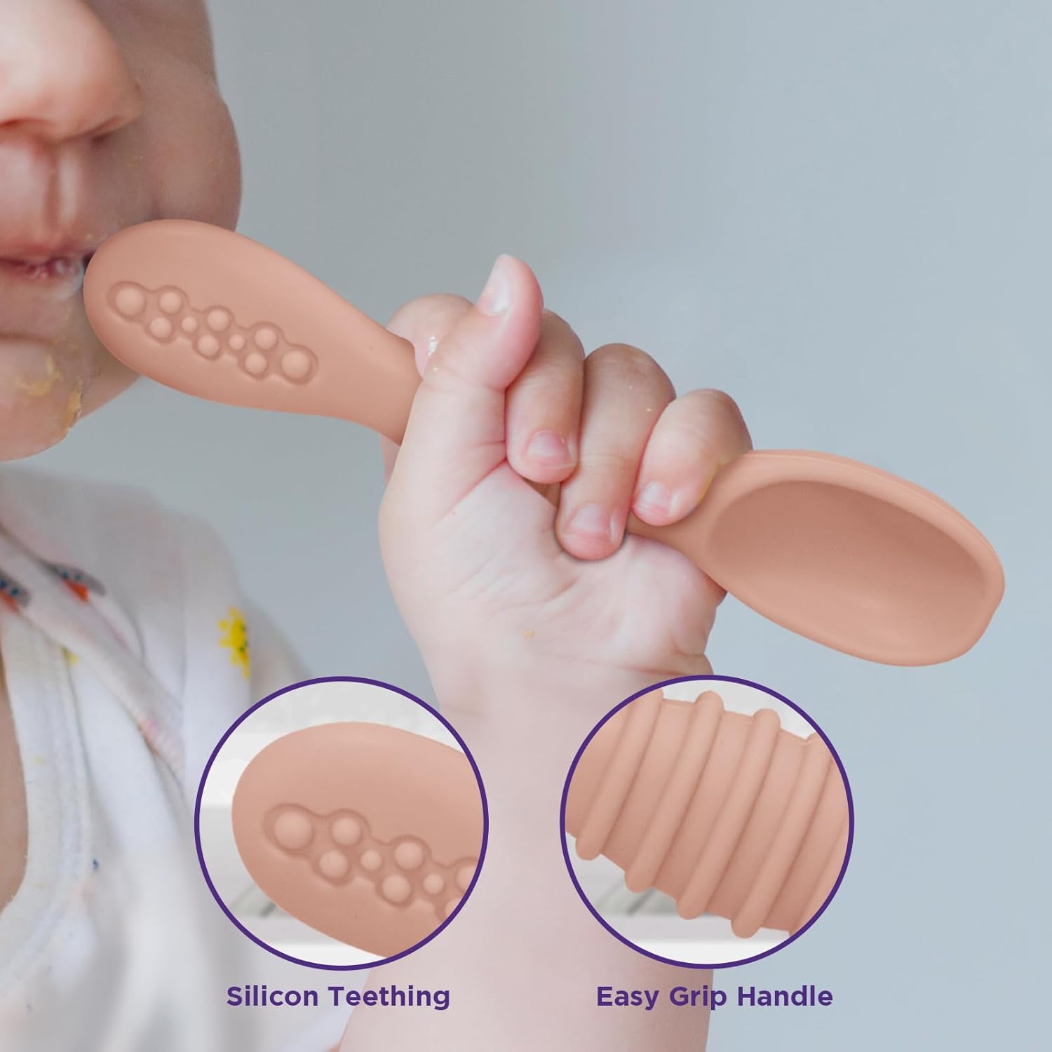 Set of 6 silicone spoons for baby led weaning