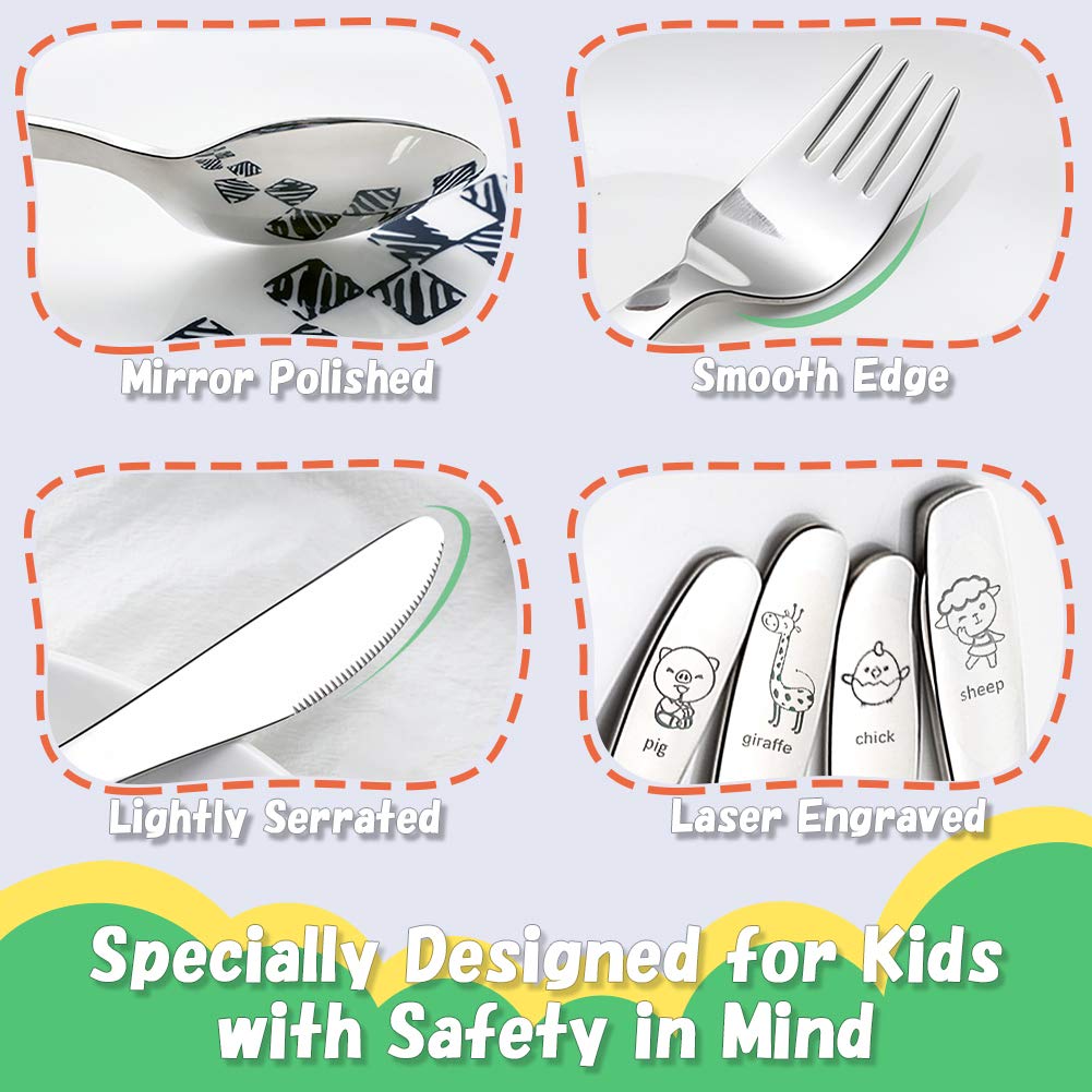 Cute Animal Kids Stainless Steel Flatware Set 4PCS Age 3