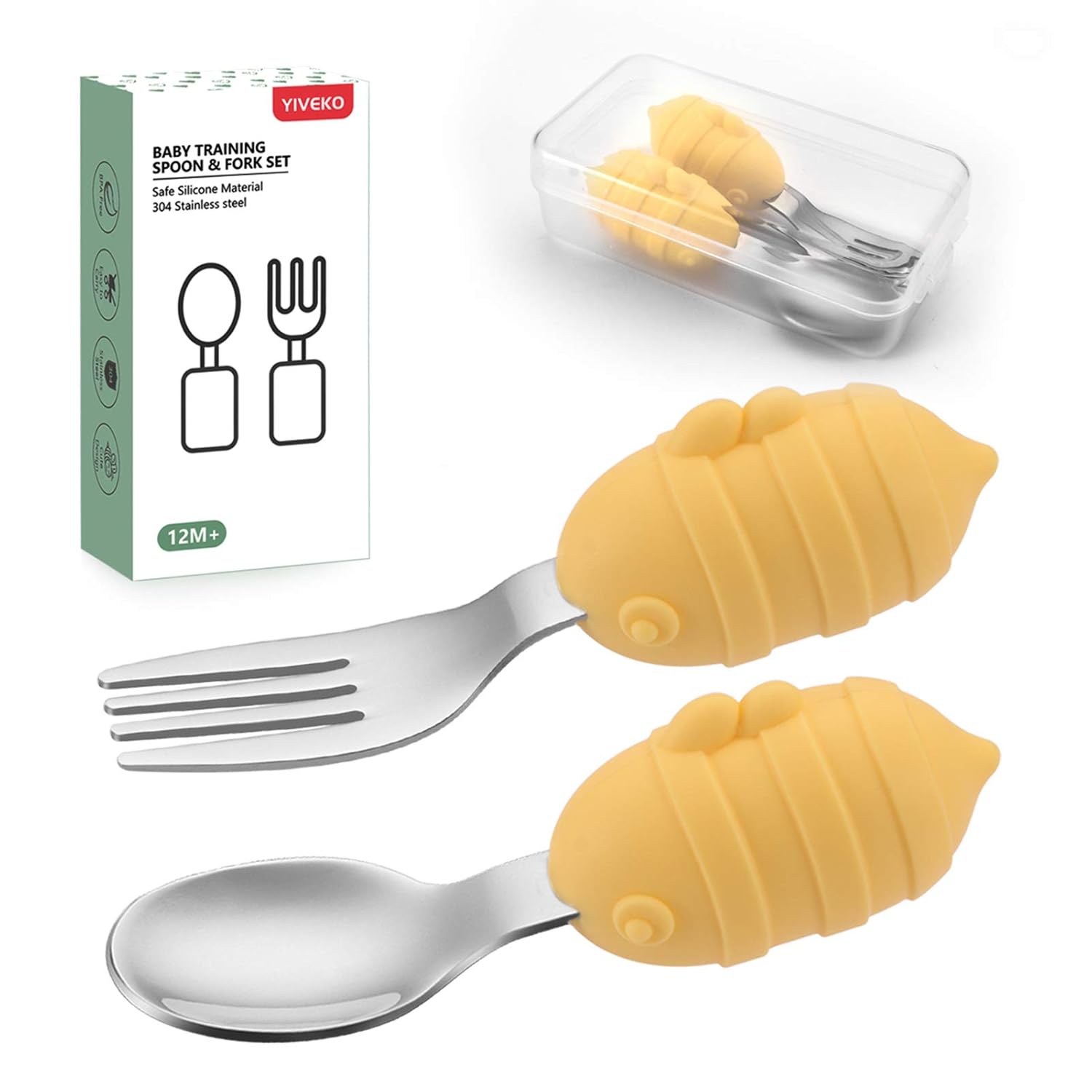 Safe Baby Fork and Spoon Set with Carry Case for Toddlers