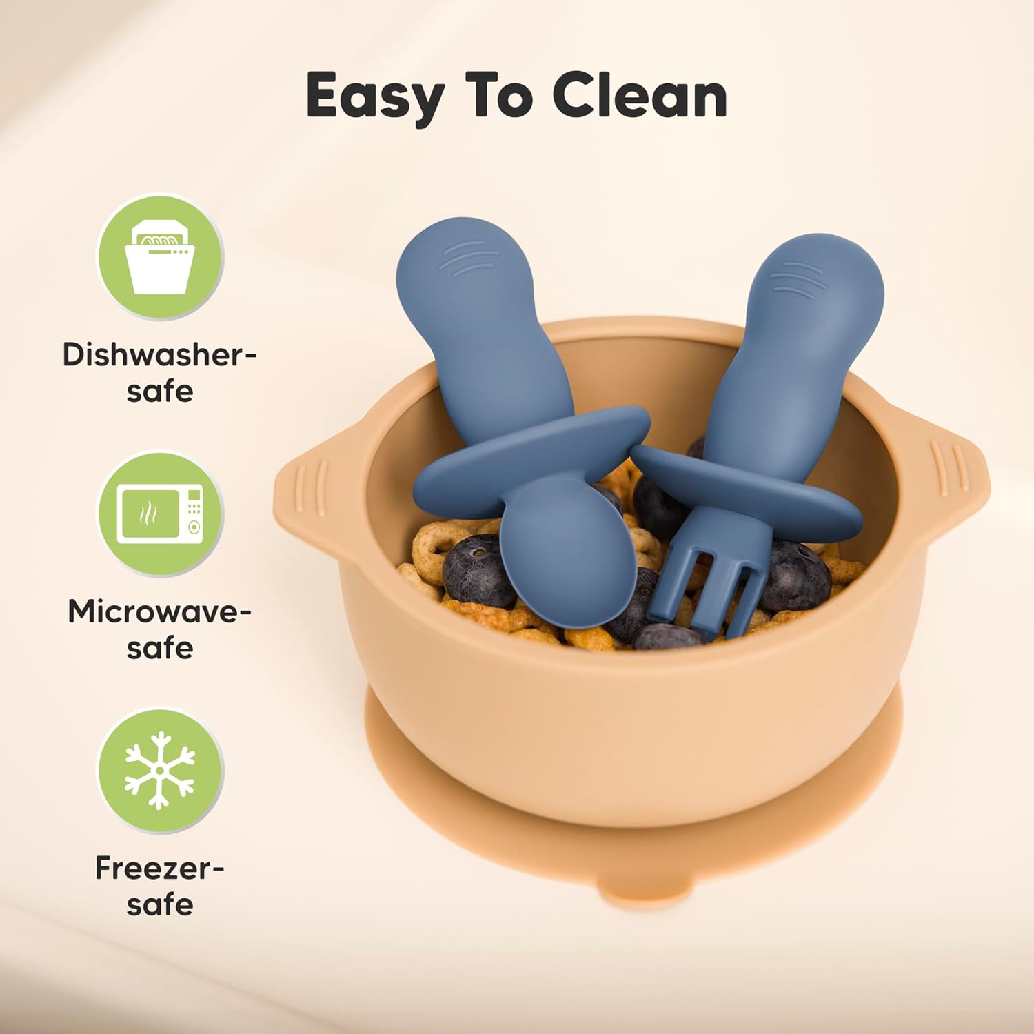 4-Pack Silicone Baby Spoon Fork Set - Safe for Teething BLW