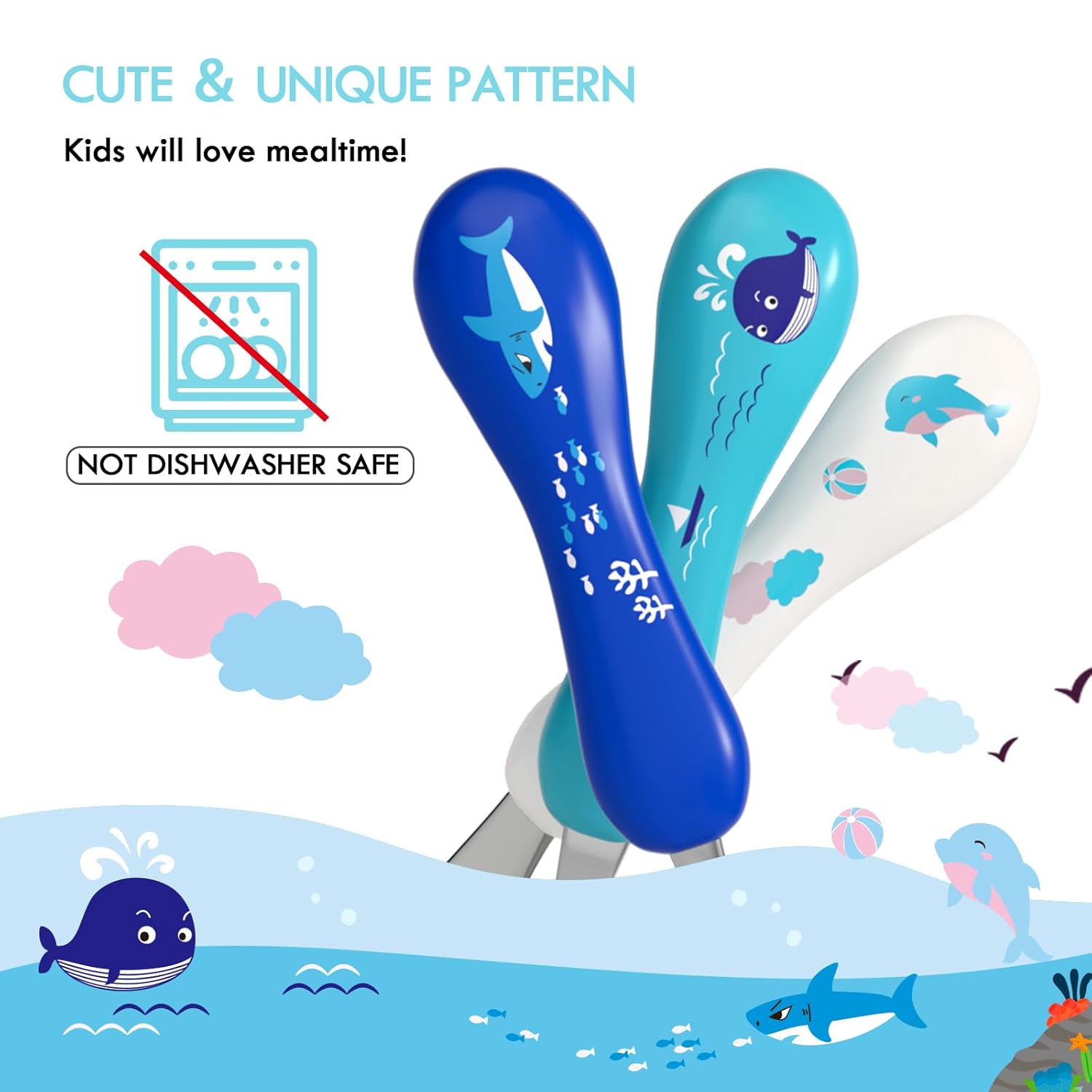Lehoo Castle Toddler Utensils Set - 6PCS Stainless Steel Safety Flatware for Kids