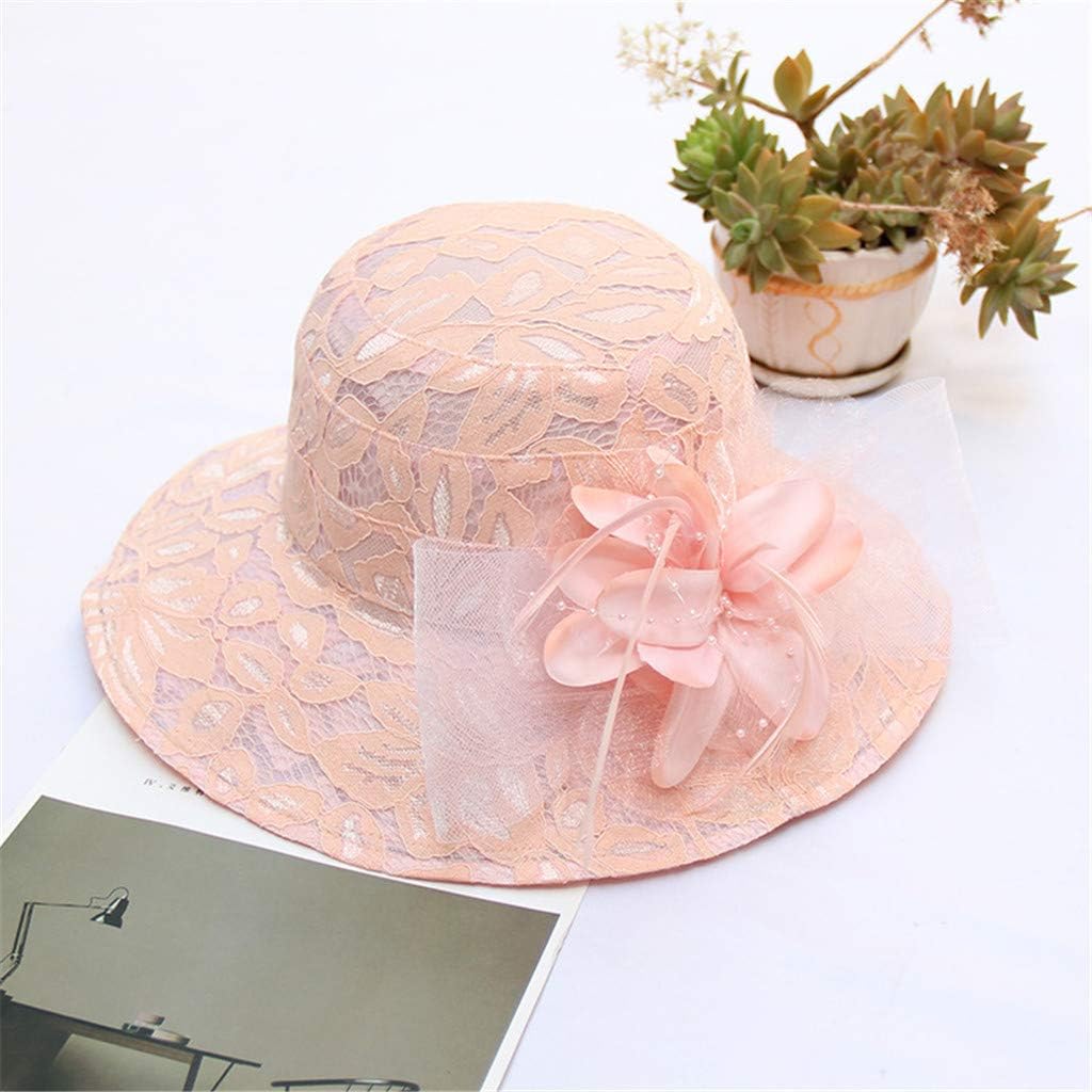 Organza fascinator summer beach hat for women Z1-pink