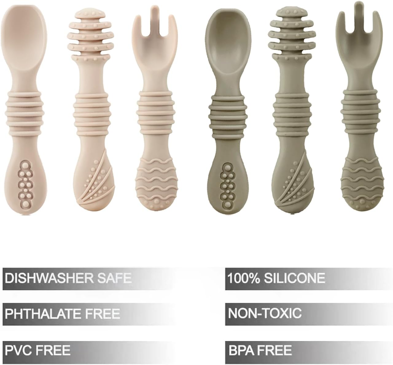 PandaEar Silicone Baby Spoons Fork Set 6 Pack 1