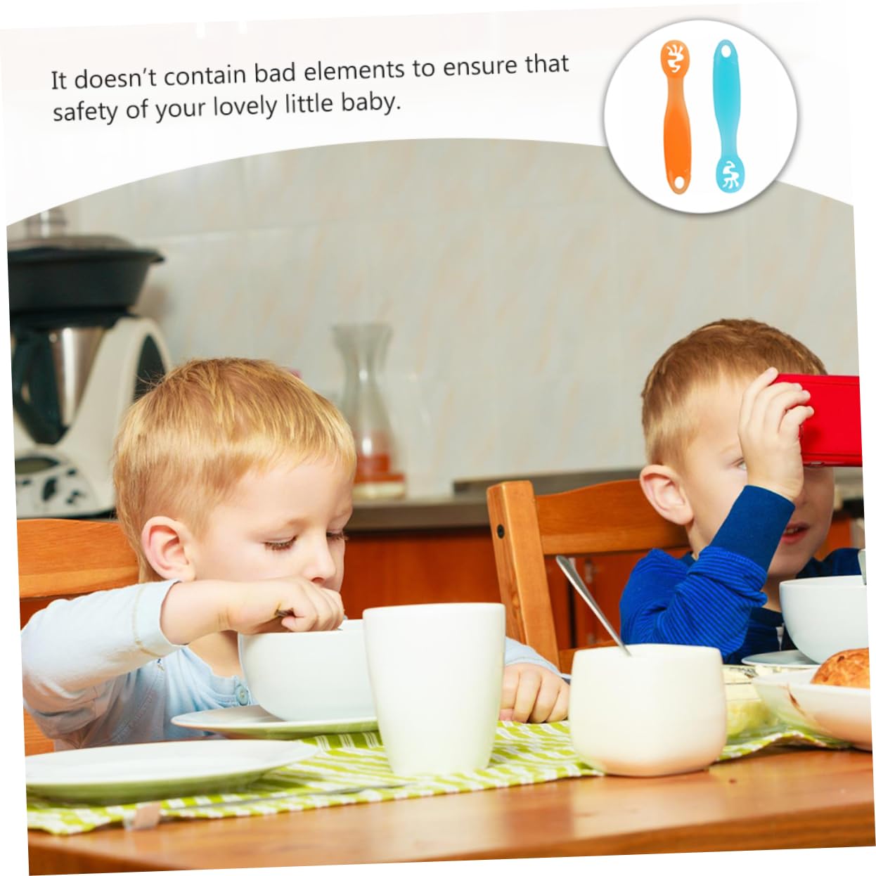 2-Piece Soft Silicone Spoons for Kids