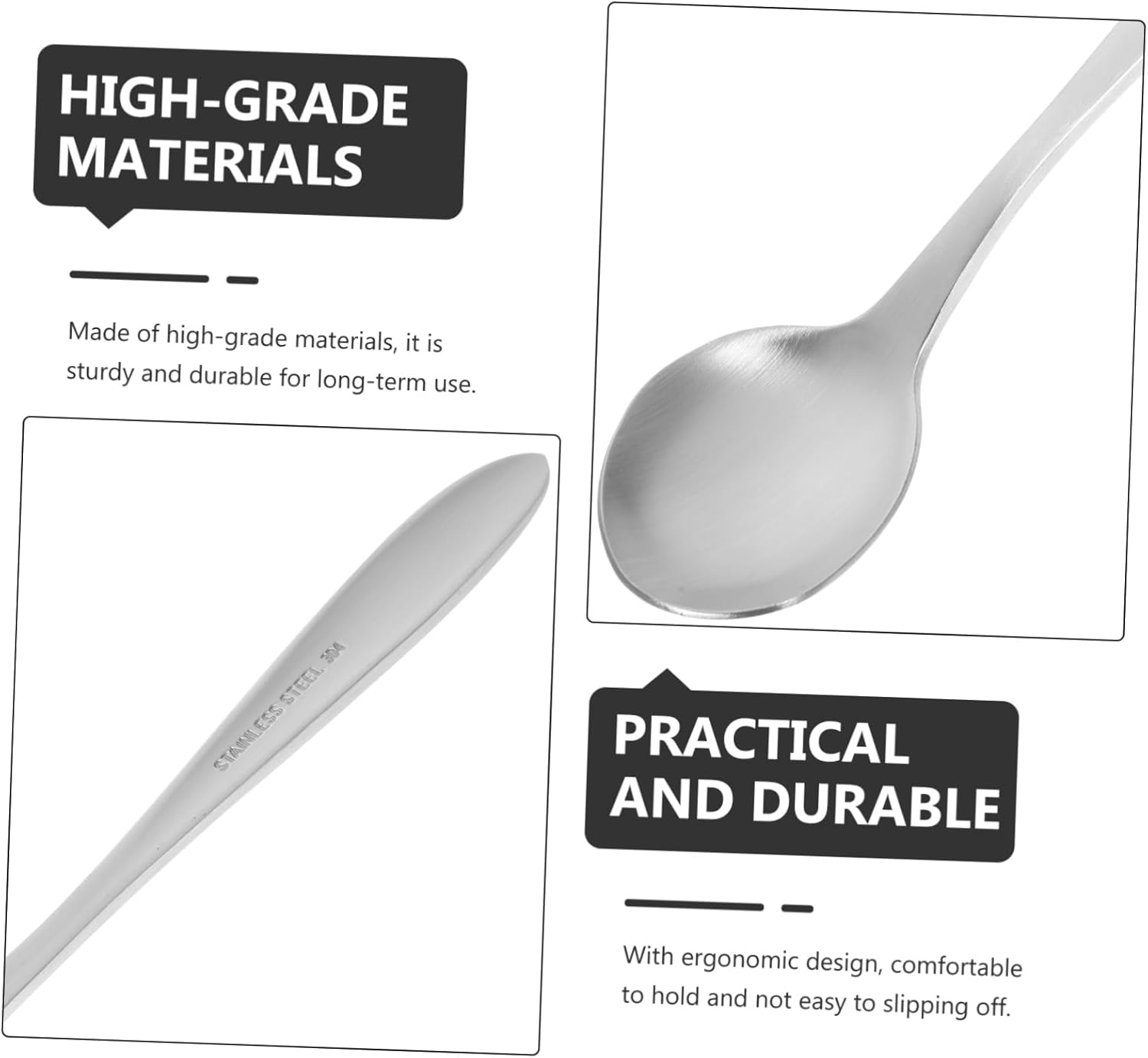Curved Senior Baby Right-Handed Ergonomic Kitchen Spoon Silver Finish