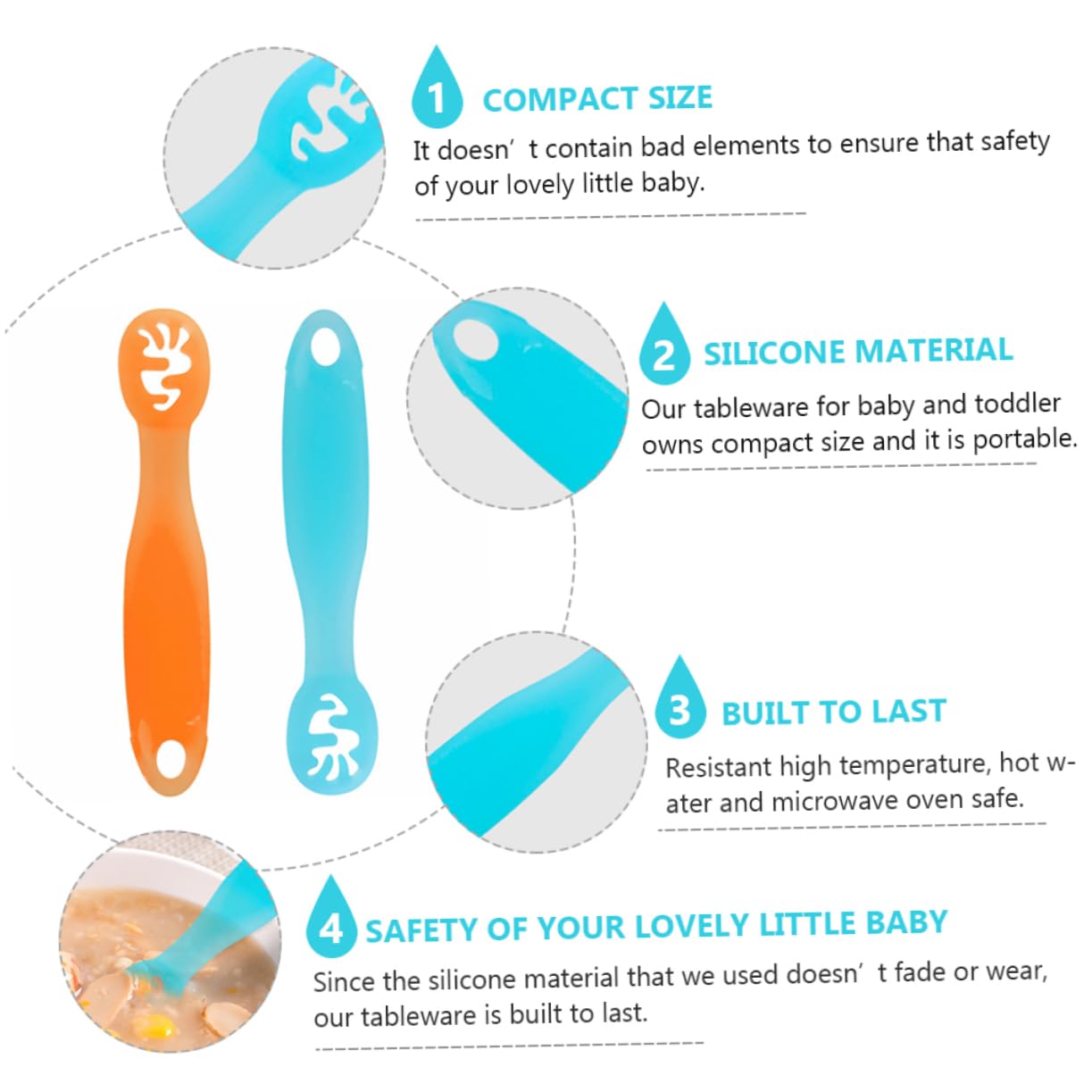 2-Piece Soft Silicone Spoons for Kids