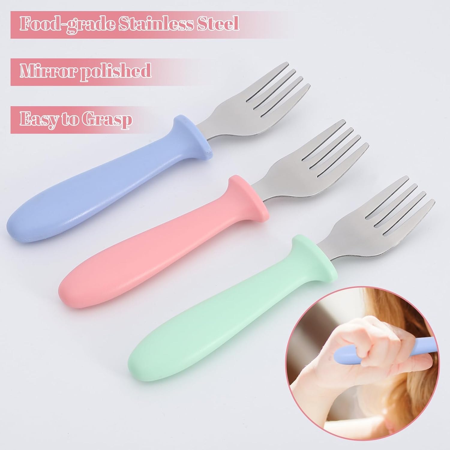 Pimoys Toddler Forks 6-Piece Set with Safe Design for Babies