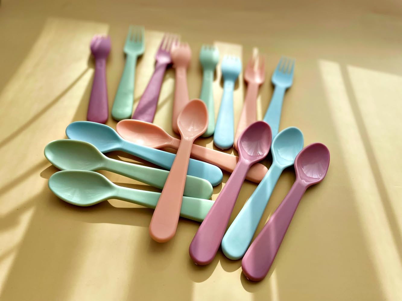 16 Kids Plastic Spoons BPA-Free Reusable School Travel Set