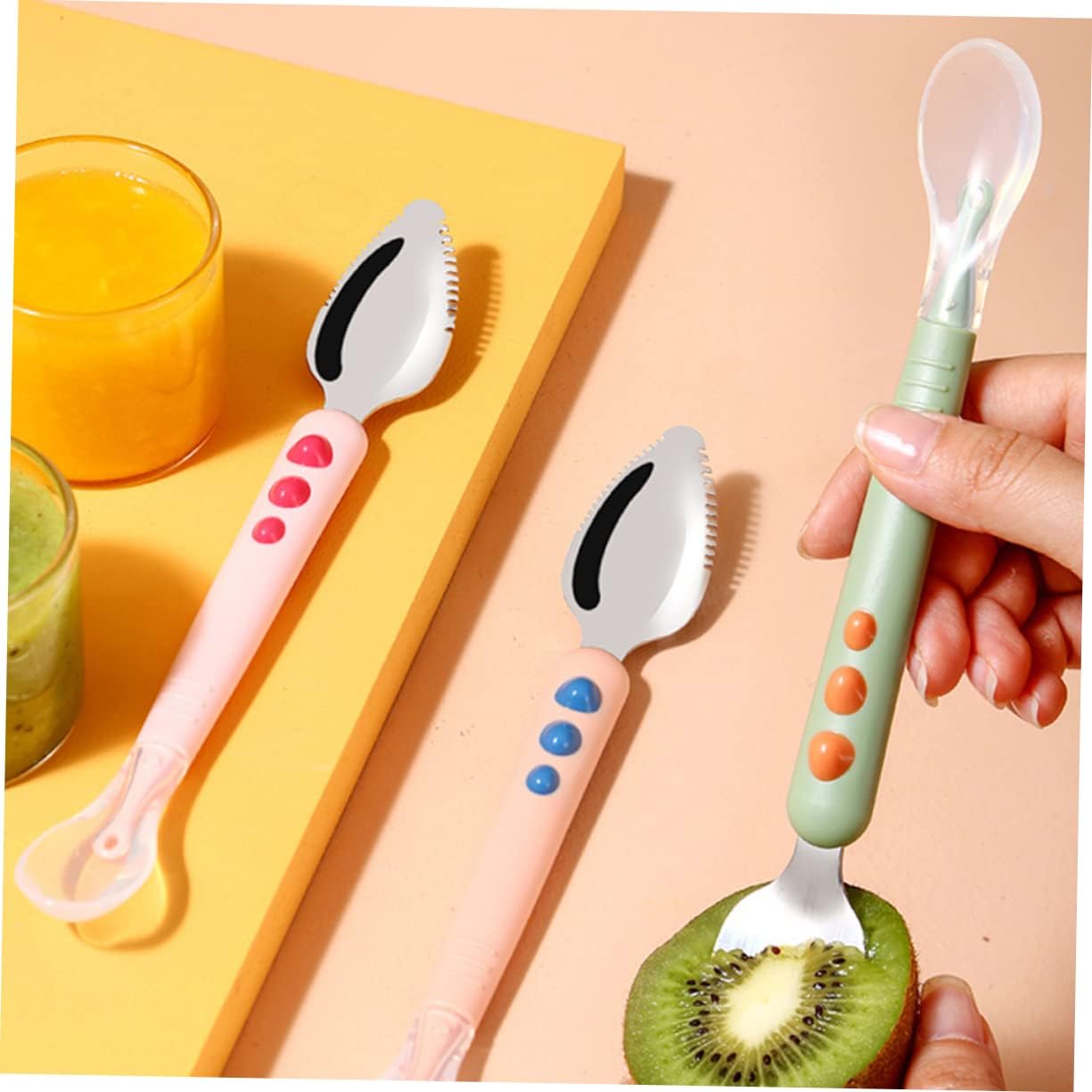 BestonZon Baby Double Head Food Scraper Soft-Tip