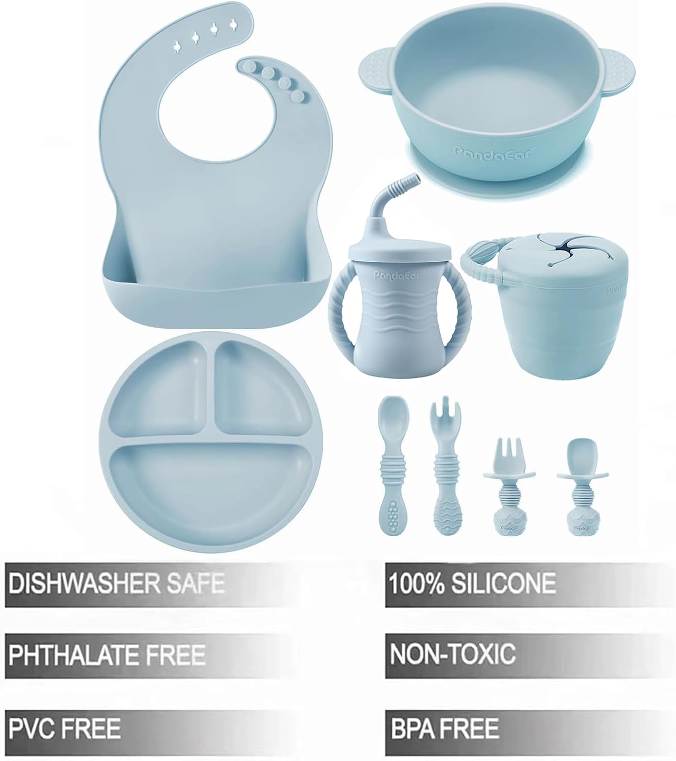 PandaEar Silicone Baby Feeding Set Self-Feeding Complete Kit for Independency