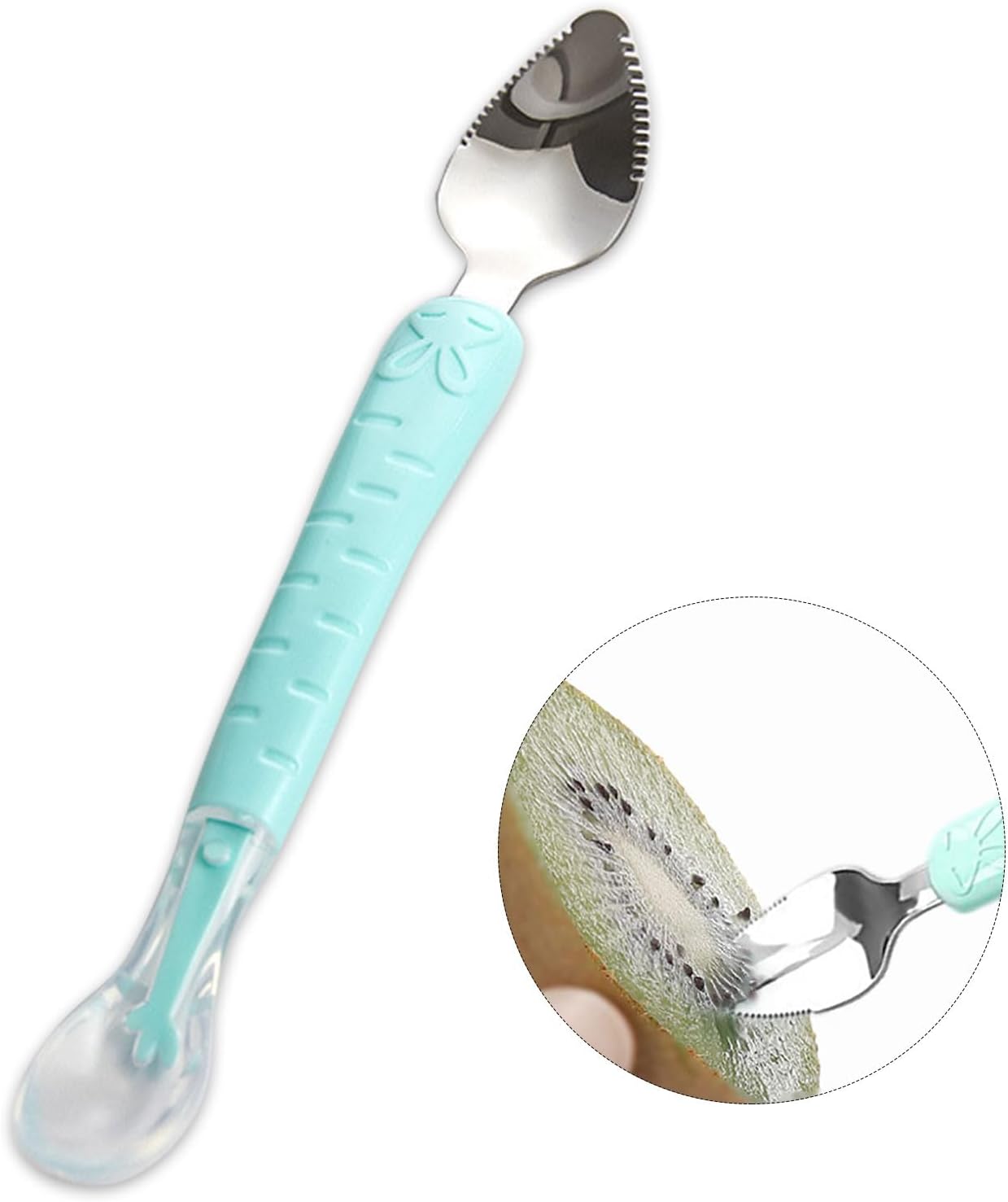 Double Head Baby Silicone Food Spoon Green