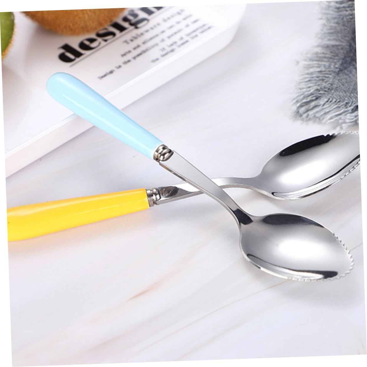 Serrated Baby Spoons Set 6PCS Easy Fruit Removal Comfortable Grip