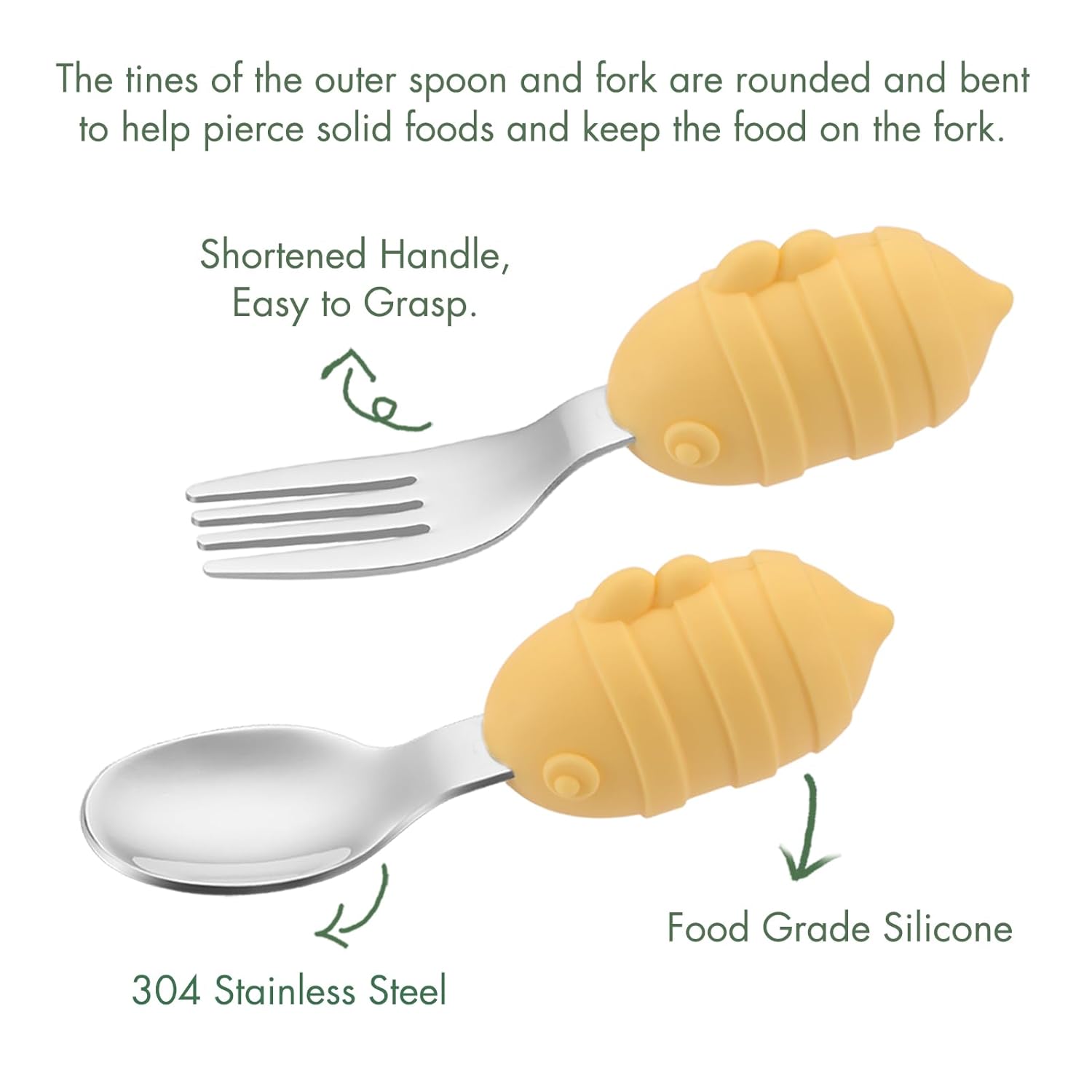 Safe Baby Fork and Spoon Set with Carry Case for Toddlers