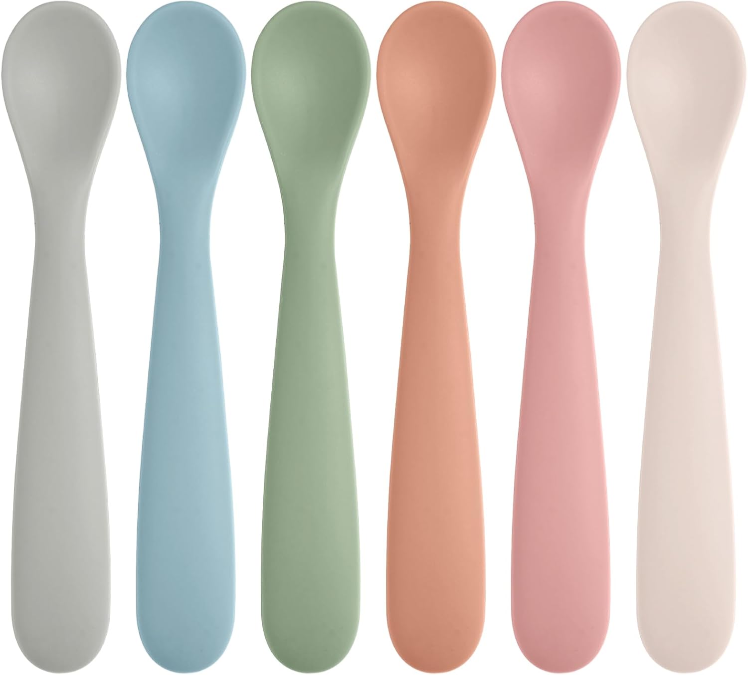 Perfect 6 Pack Silicone Baby Spoons