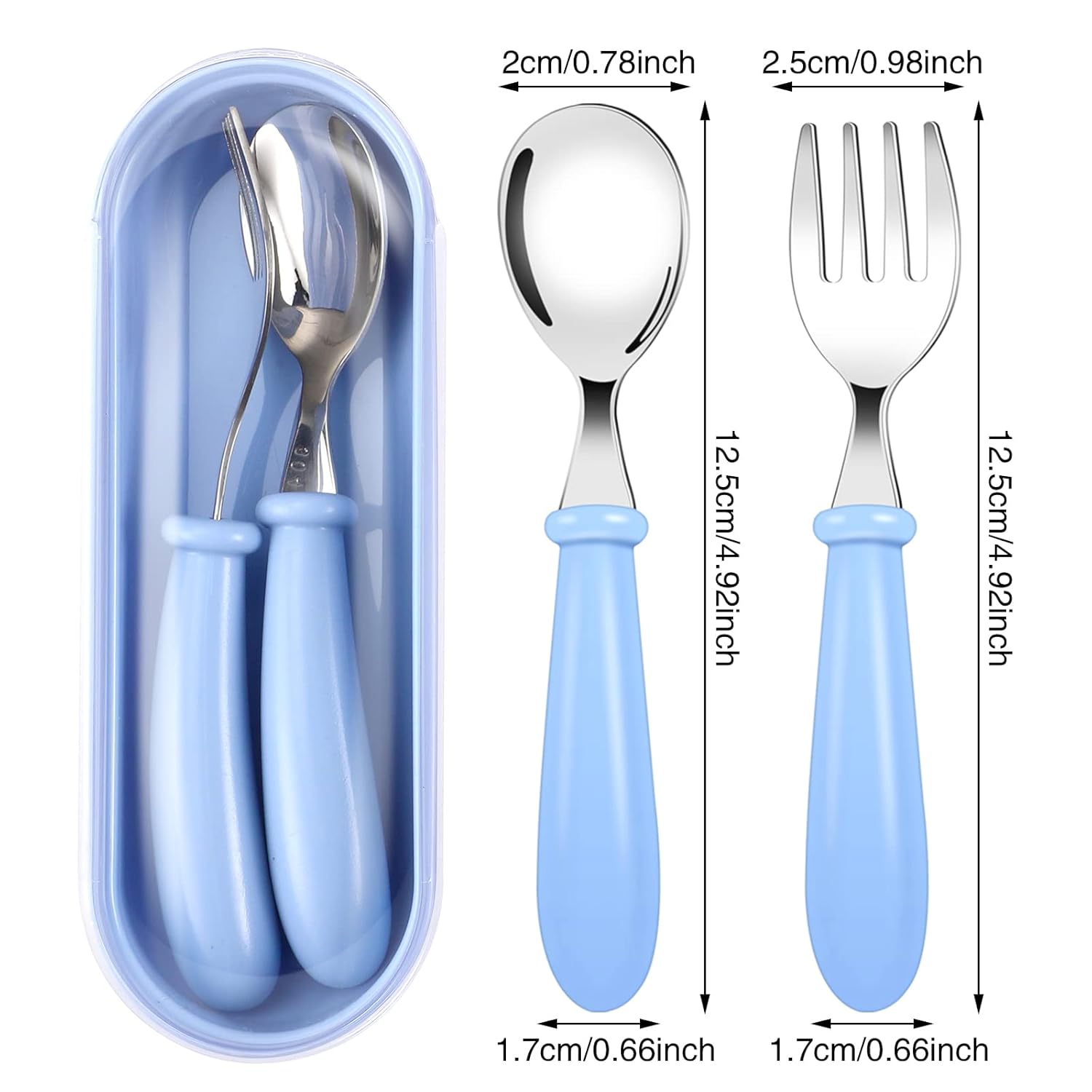 Stainless Steel Toddler Utensils with Storage Box for Safe Dining