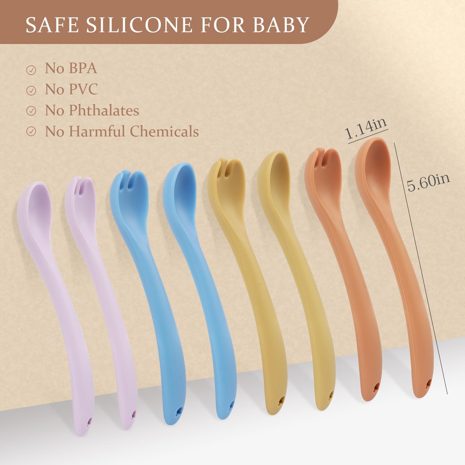 8-Piece Silicone Toddler Fork Spoon Set for Self-Feeding