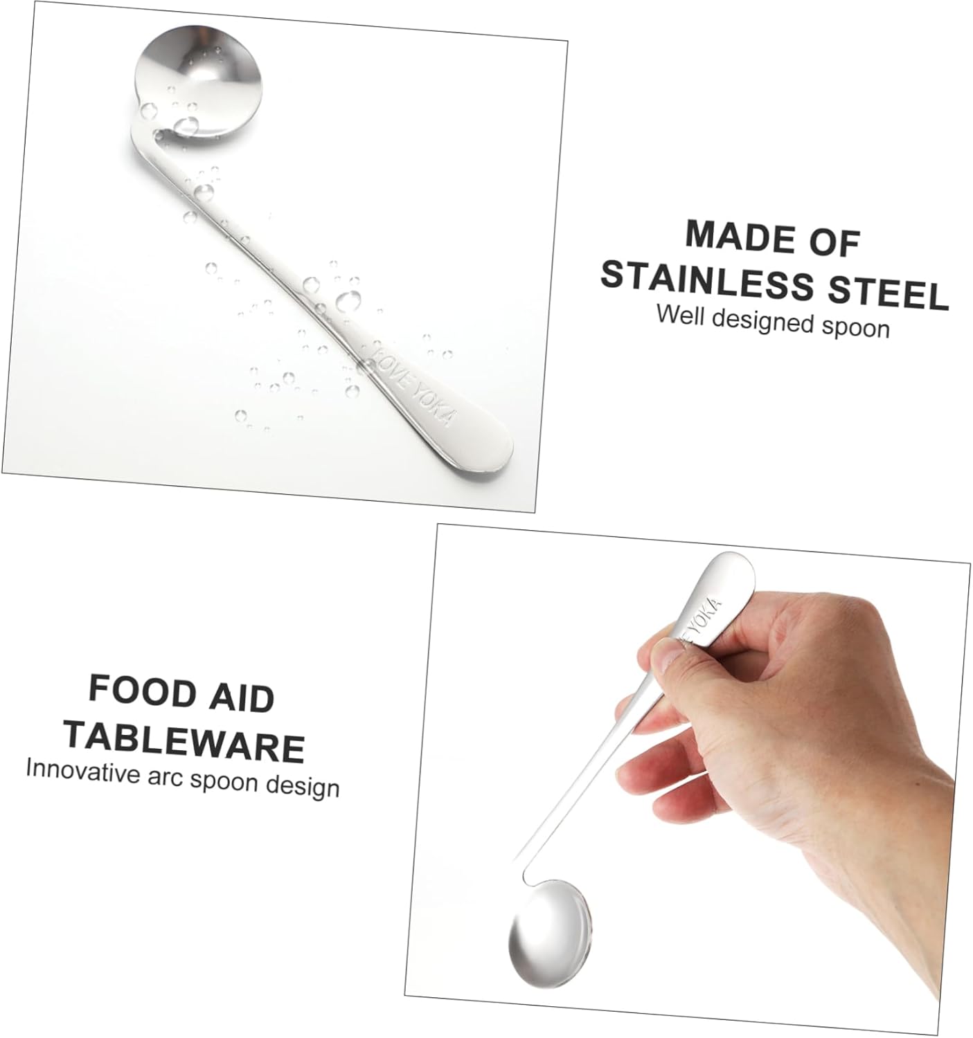 Cabilock 2Pcs Curved and Elder Eating Spoons for Easy Feeding