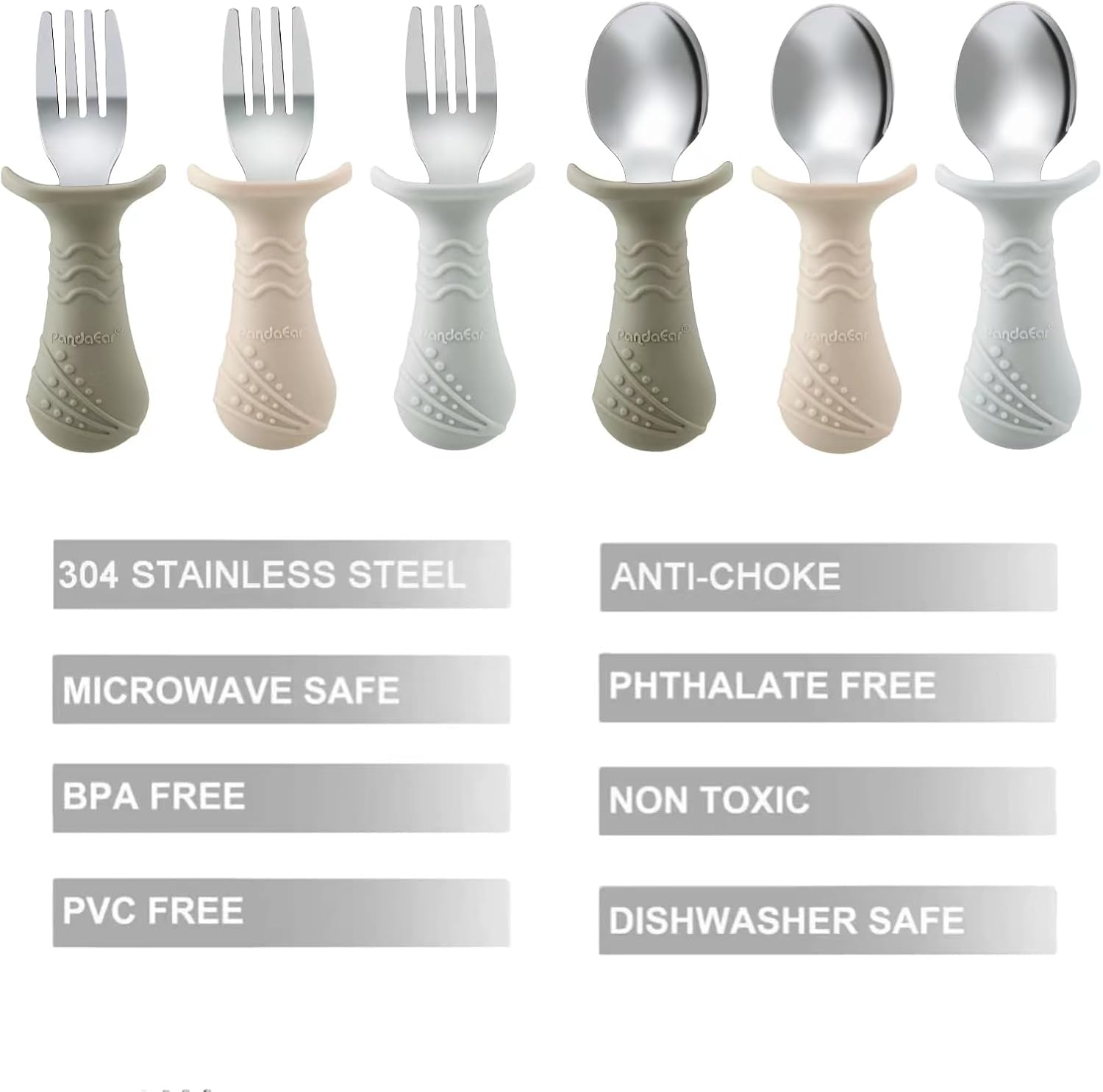 Panda Ear Anti-Choke Toddler Flatware Set