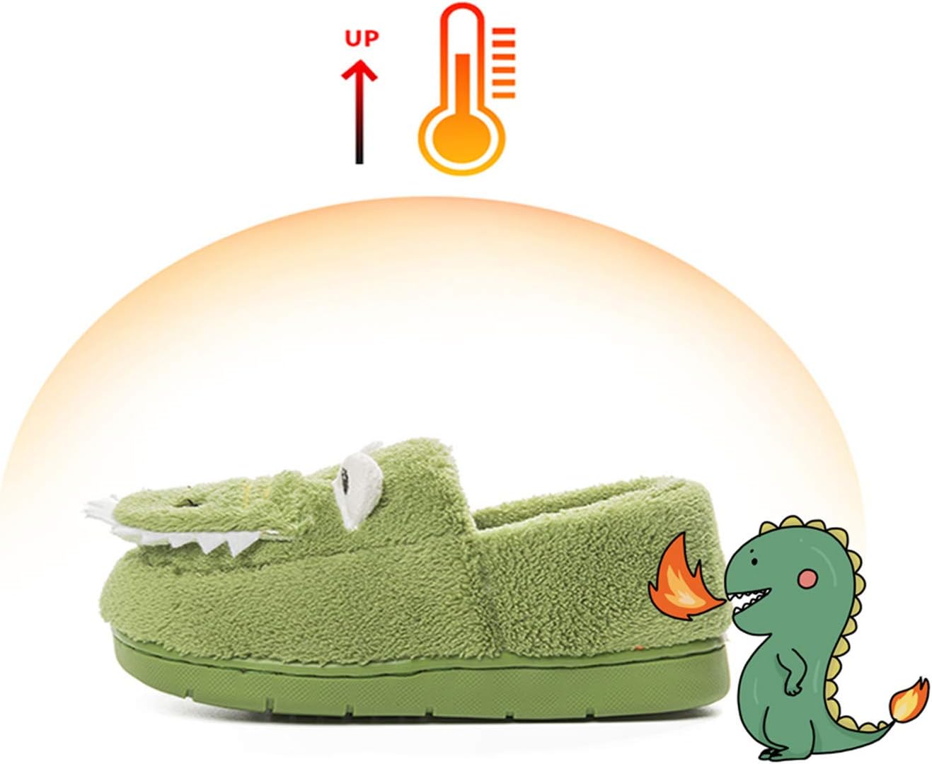 JACKSHIBO Toddler Slippers Dinosaur Cute Washable Soft Warm