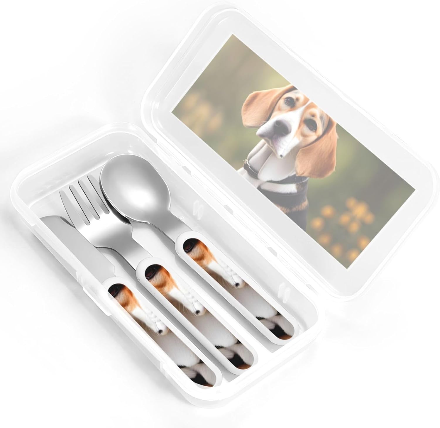 Beagle Dog Print Stainless Steel Utensils Set with Travel Case