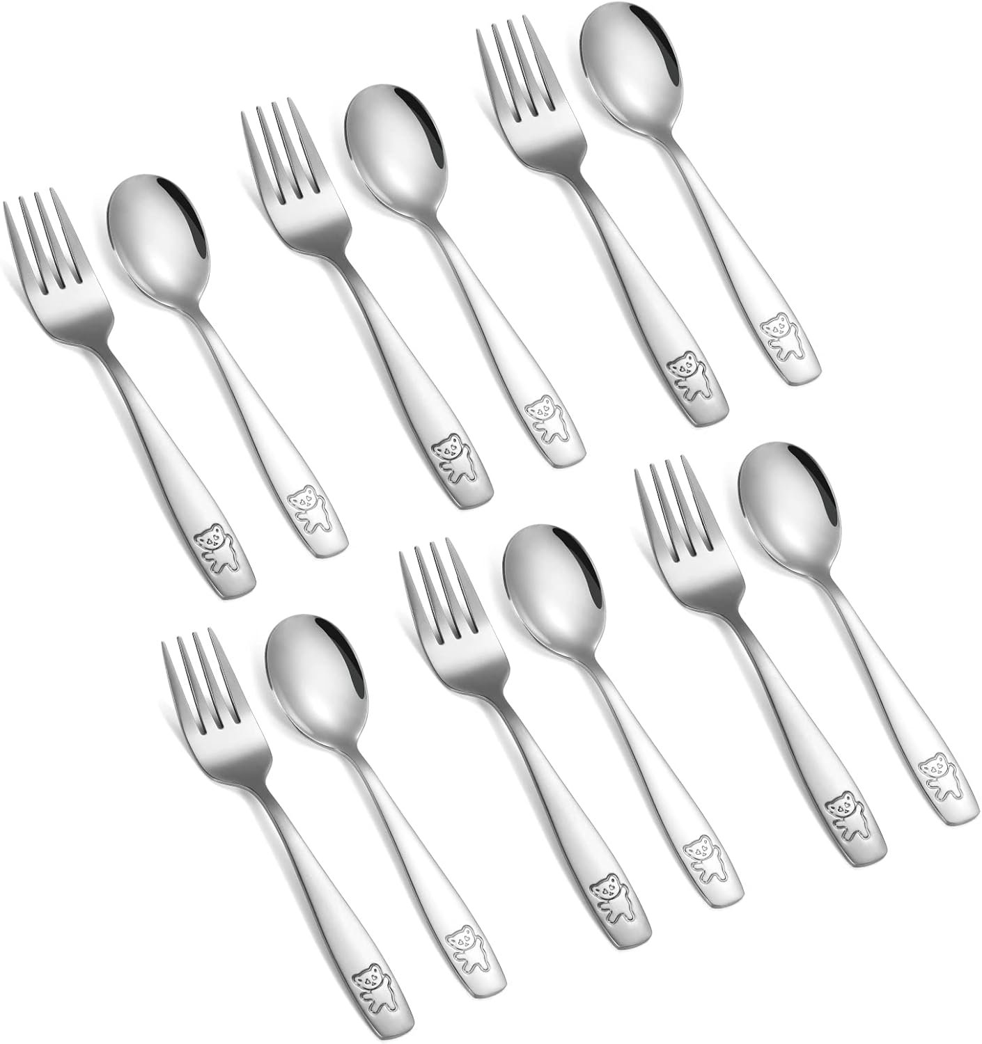 Stainless Steel Kids Silverware Set with Cute Bear Engraving