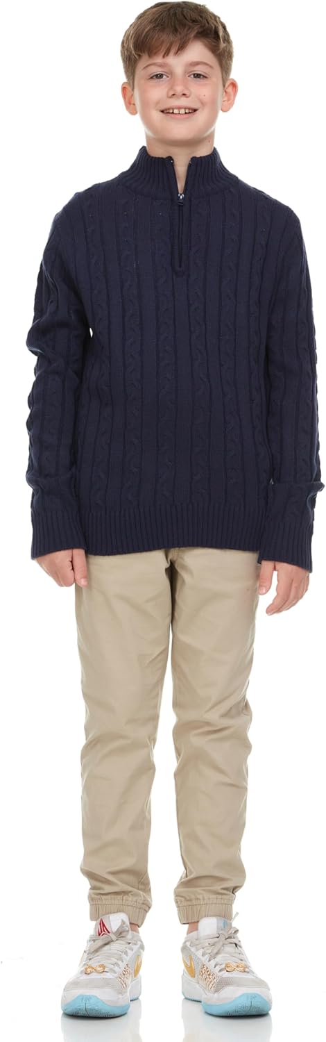 Sezzit Boys Quarter Zip Cable Knit Sweater