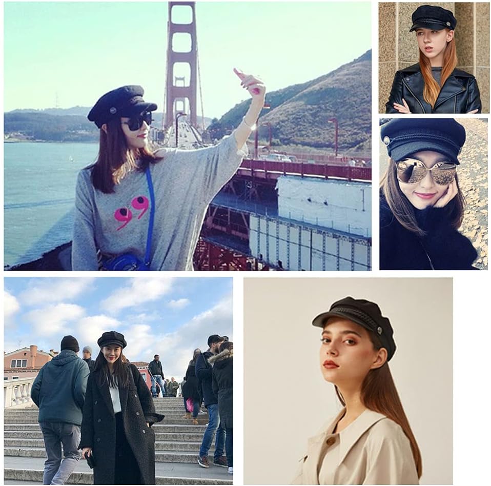 UPSTORE Womens Black Cabbie Cap for Fashion and All Seasons