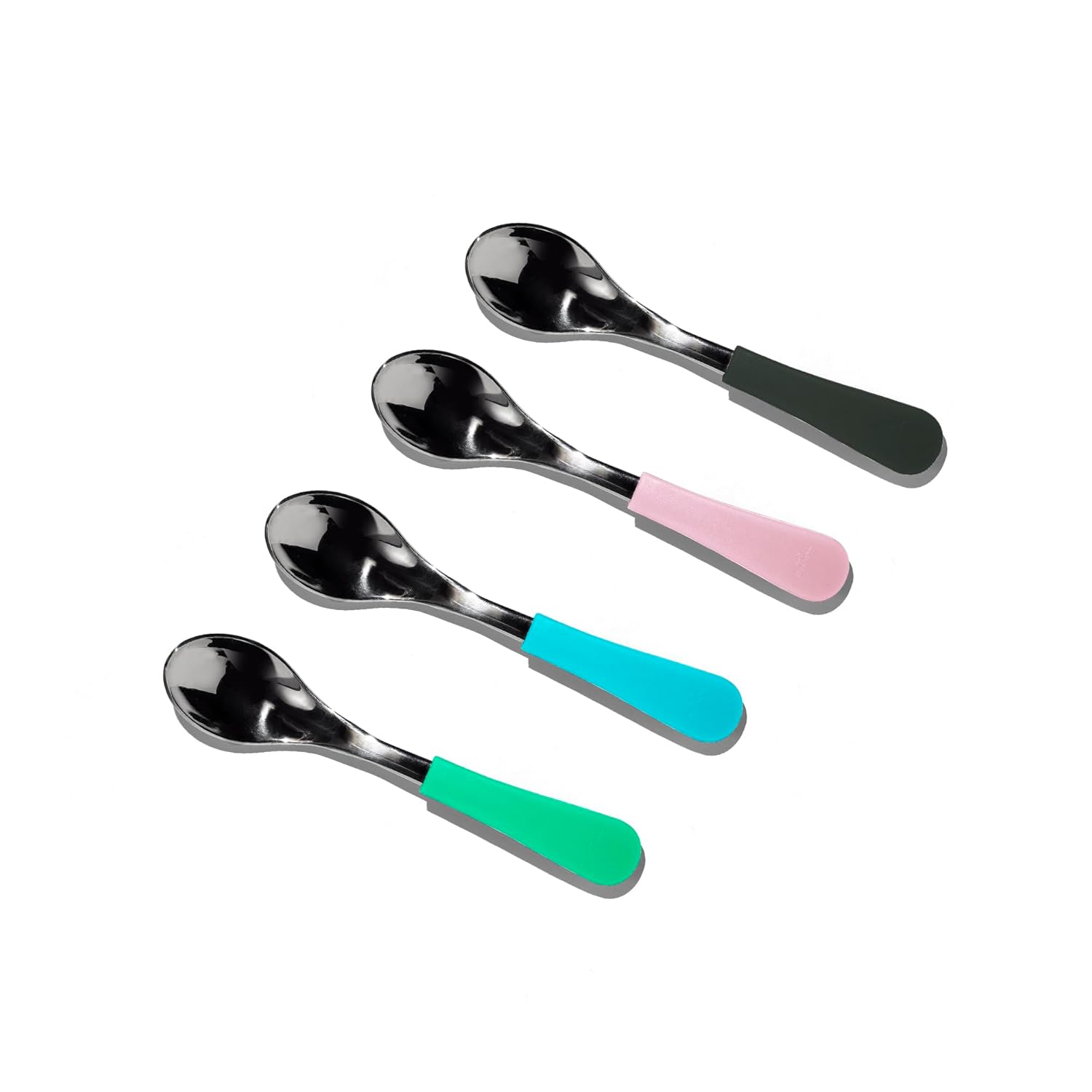 Stainless Steel Baby Spoons Spring-Loaded silicone handles