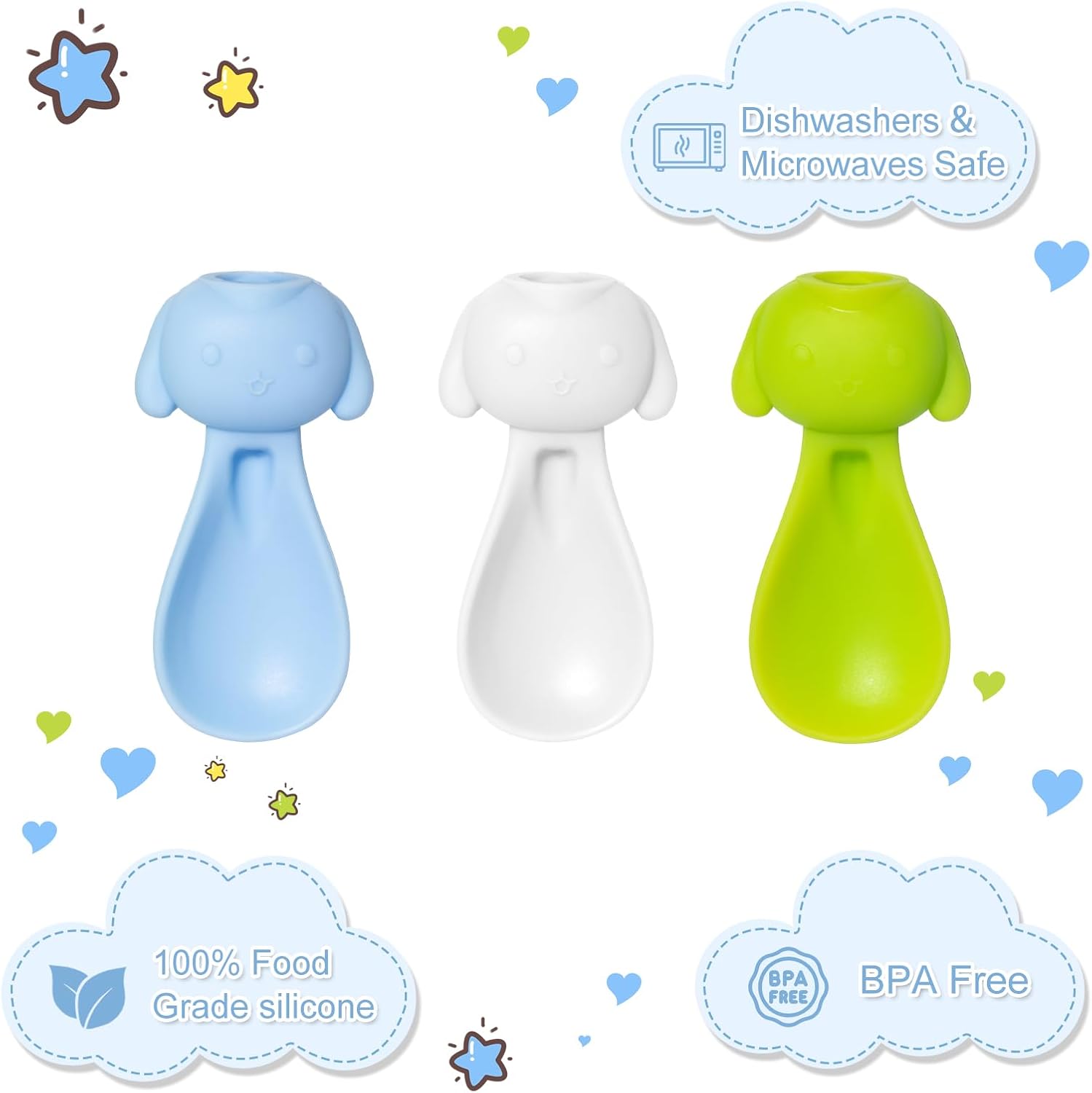 Sturdy Silicone Baby Spoons with Squeeze Pouch Feeder Attachments for Infant Food