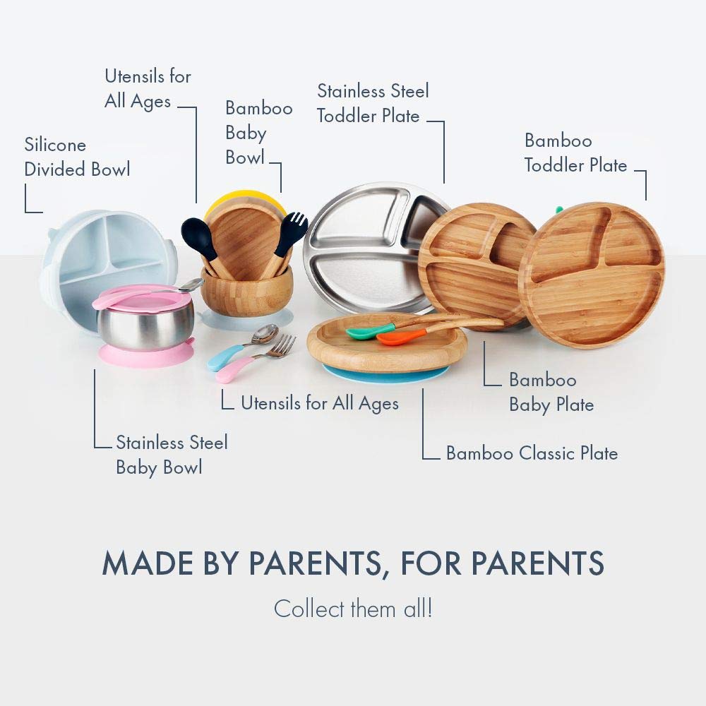 Avanchy Baby Feeding Set with Silicone and Stainless Steel Spoons