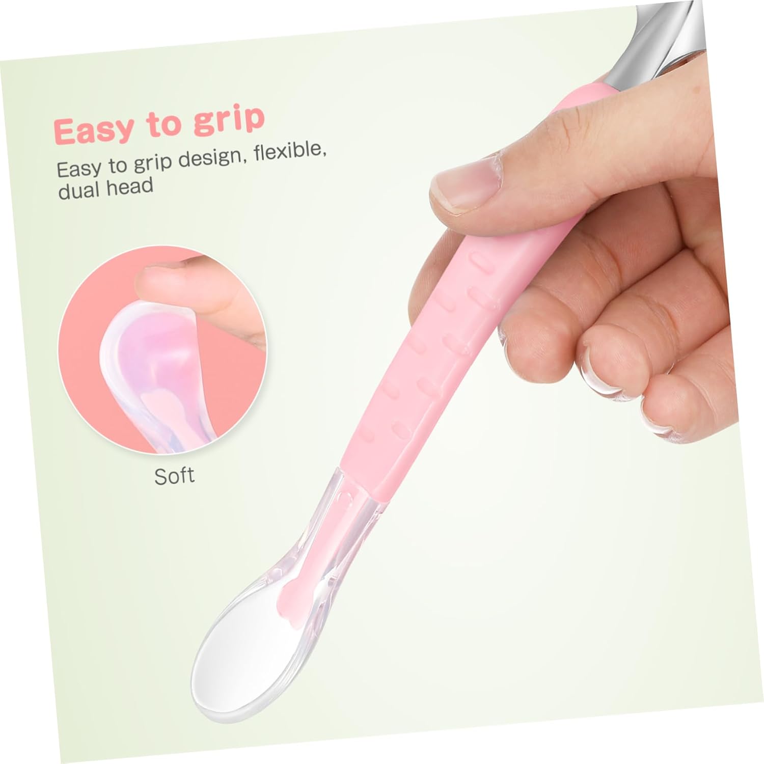 Double-Headed Stainless Steel Silicone Baby Spoon for Fruit Scraping
