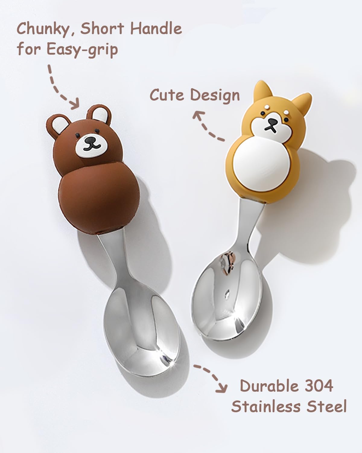Toddler Utensils Set with Case 1810 Stainless Steel 12 Months 2 Pack BearDog