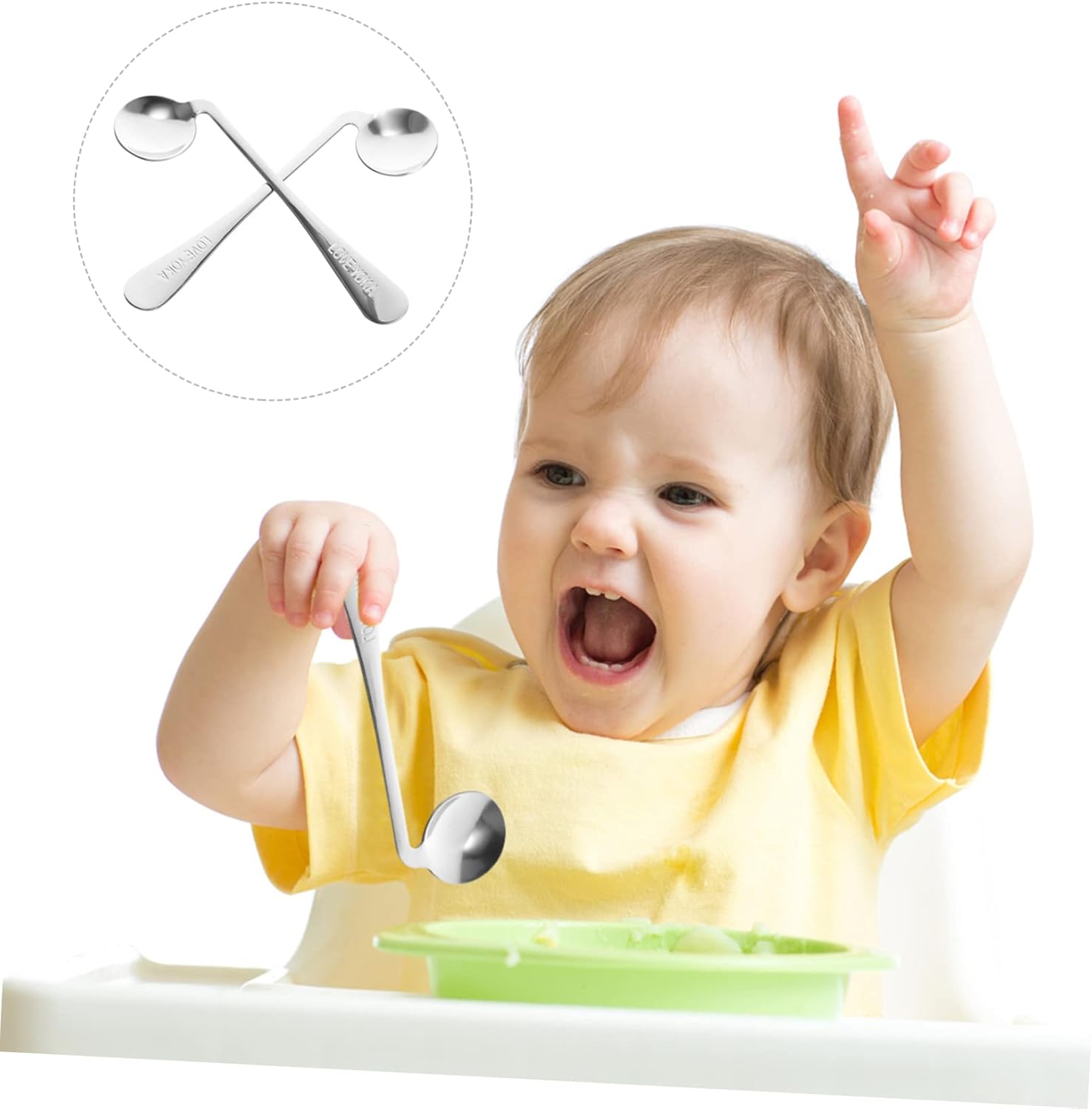 Cabilock 2Pcs Curved and Elder Eating Spoons for Easy Feeding