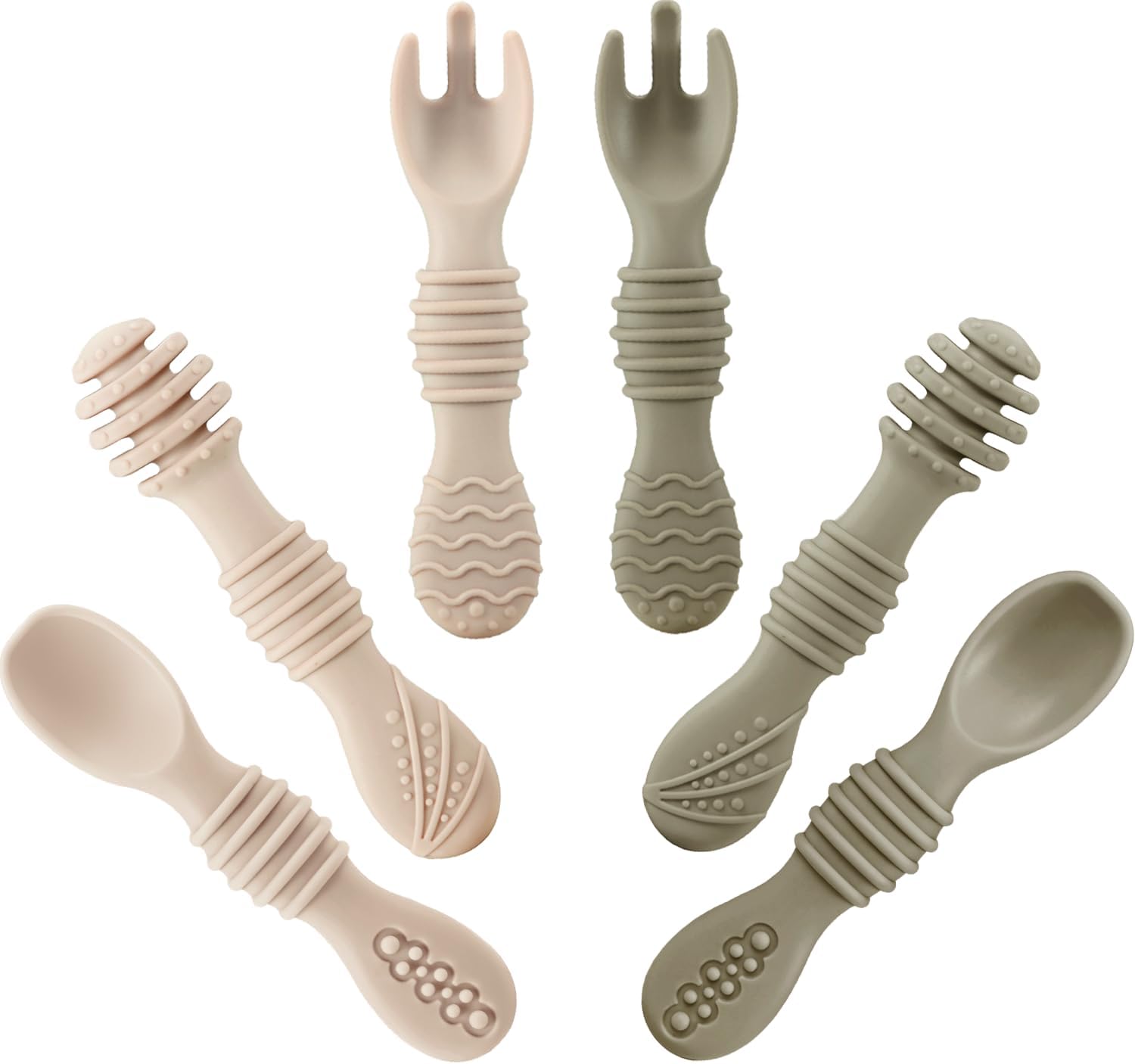 PandaEar Silicone Baby Spoons Fork Set 6 Pack 1