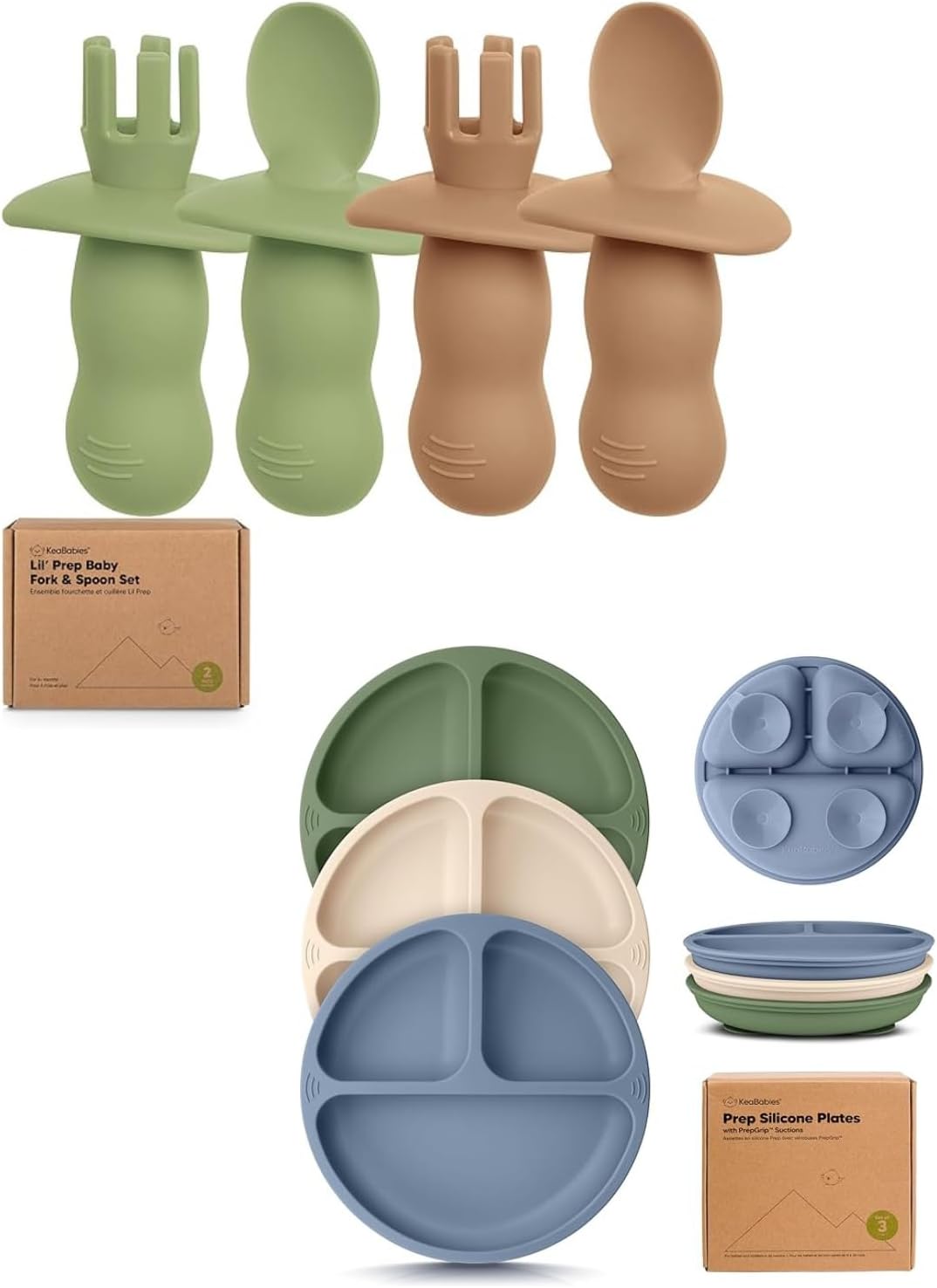 Adorably Safe silicone Baby Utensils Set for 4 - BLW Toddler Feeding