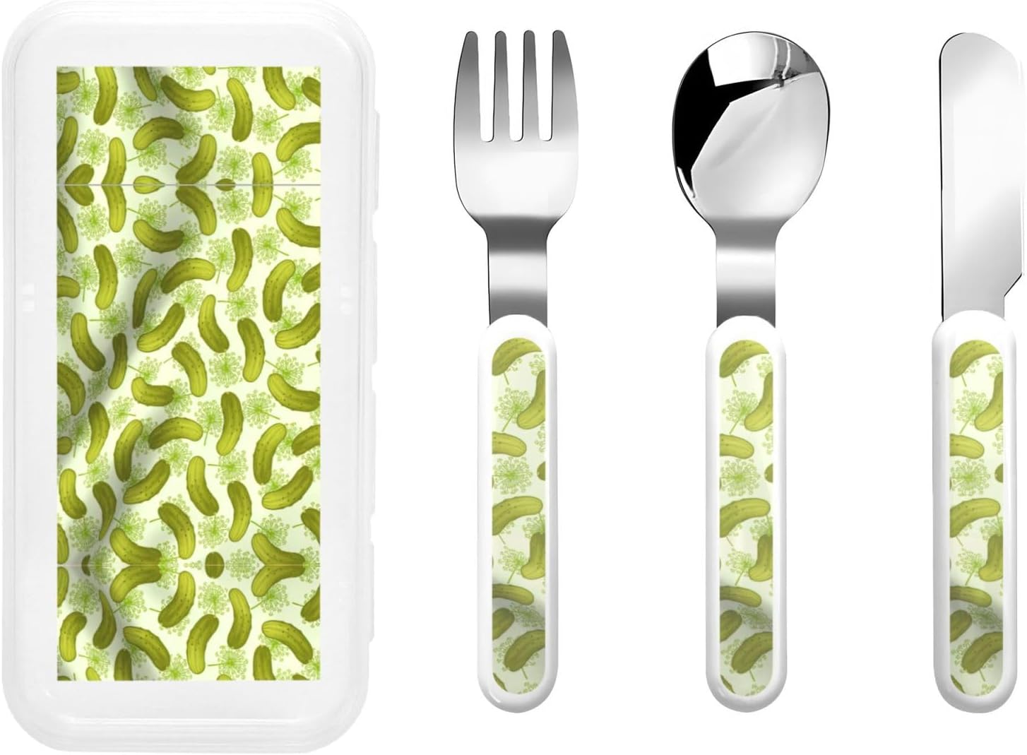 Sushi Dill Pickles Print Cutlery Set with Travel Case