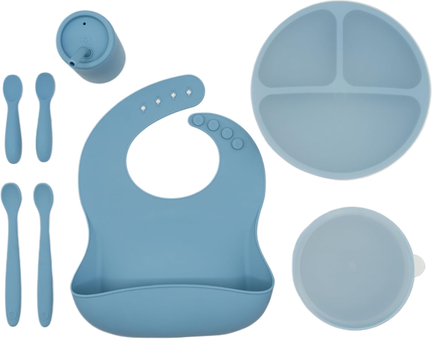 WeeSprout Baby Led Weaning Bundle Silicone Suction Bowl Spoons Bib Cup