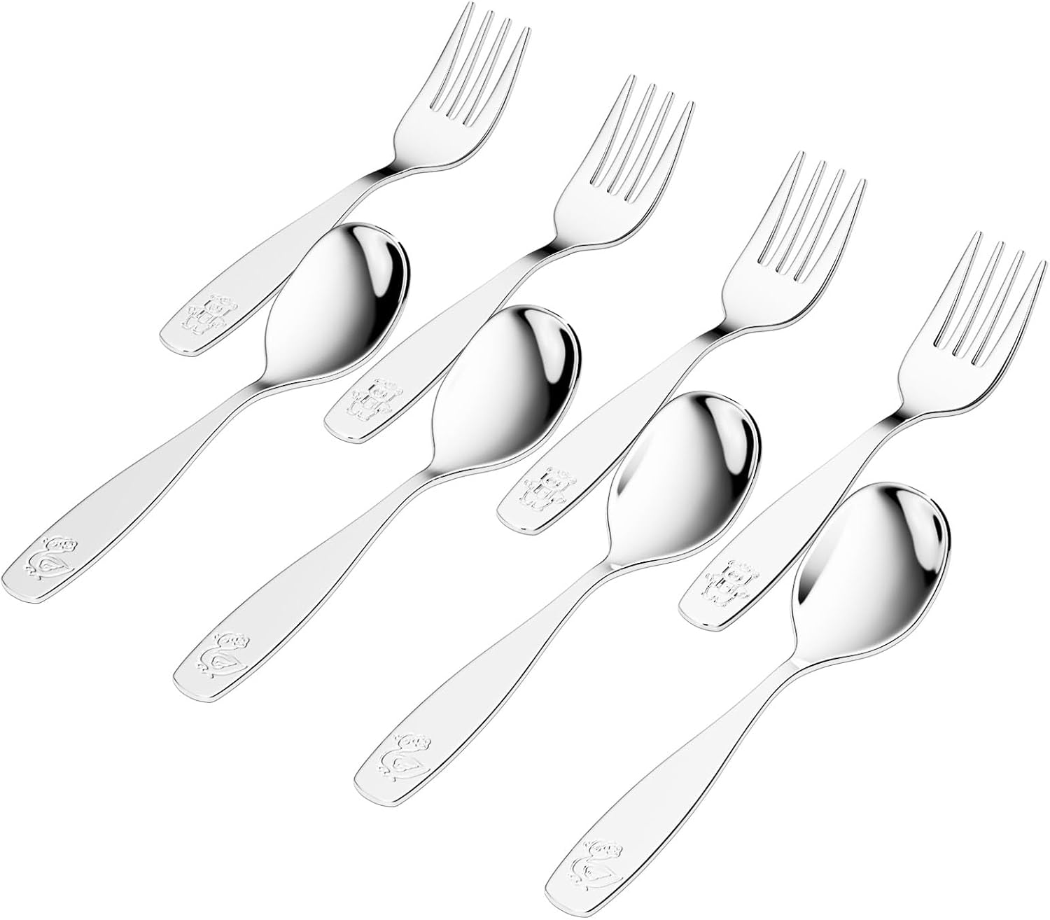 8-Piece Toddler Flatware Set with Mirror Polished Design