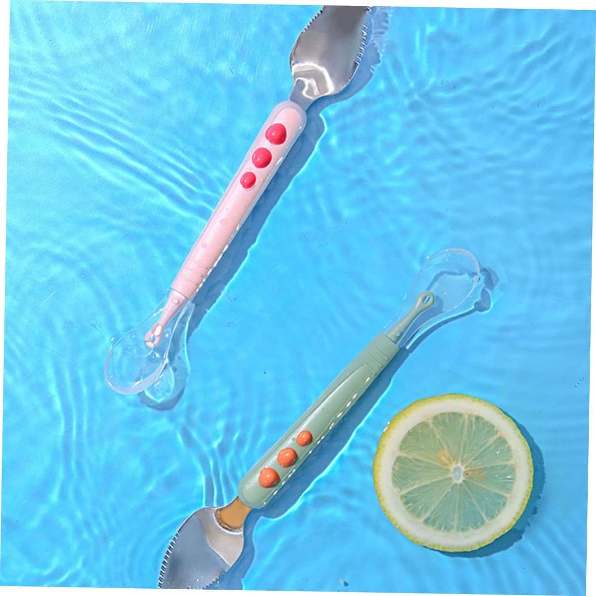 SECFOUDouble-Handled Silicone Baby Spoon for Toddlers