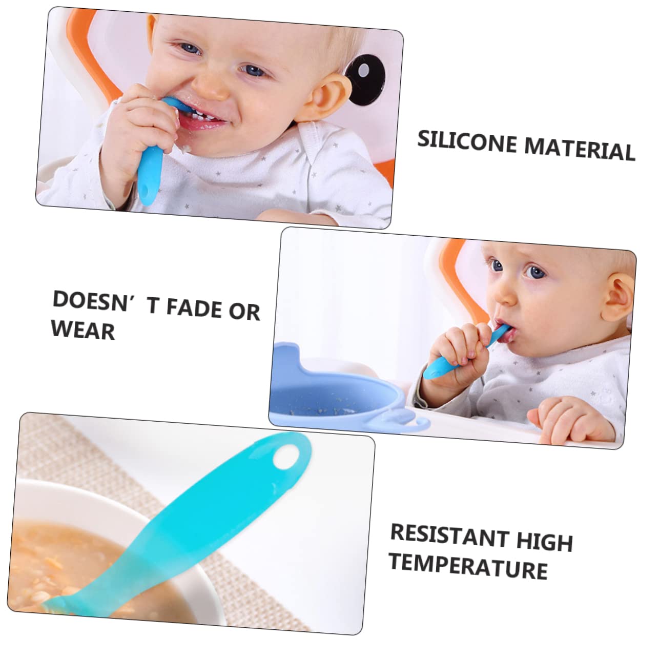 RORPOIR Safe Silicone Utensils Trainer Spoons for 1 Year Old