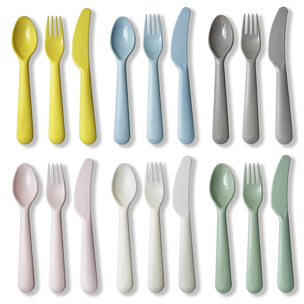 FUTGLOBAL 18-Piece Plastic Toddler Flatware Set