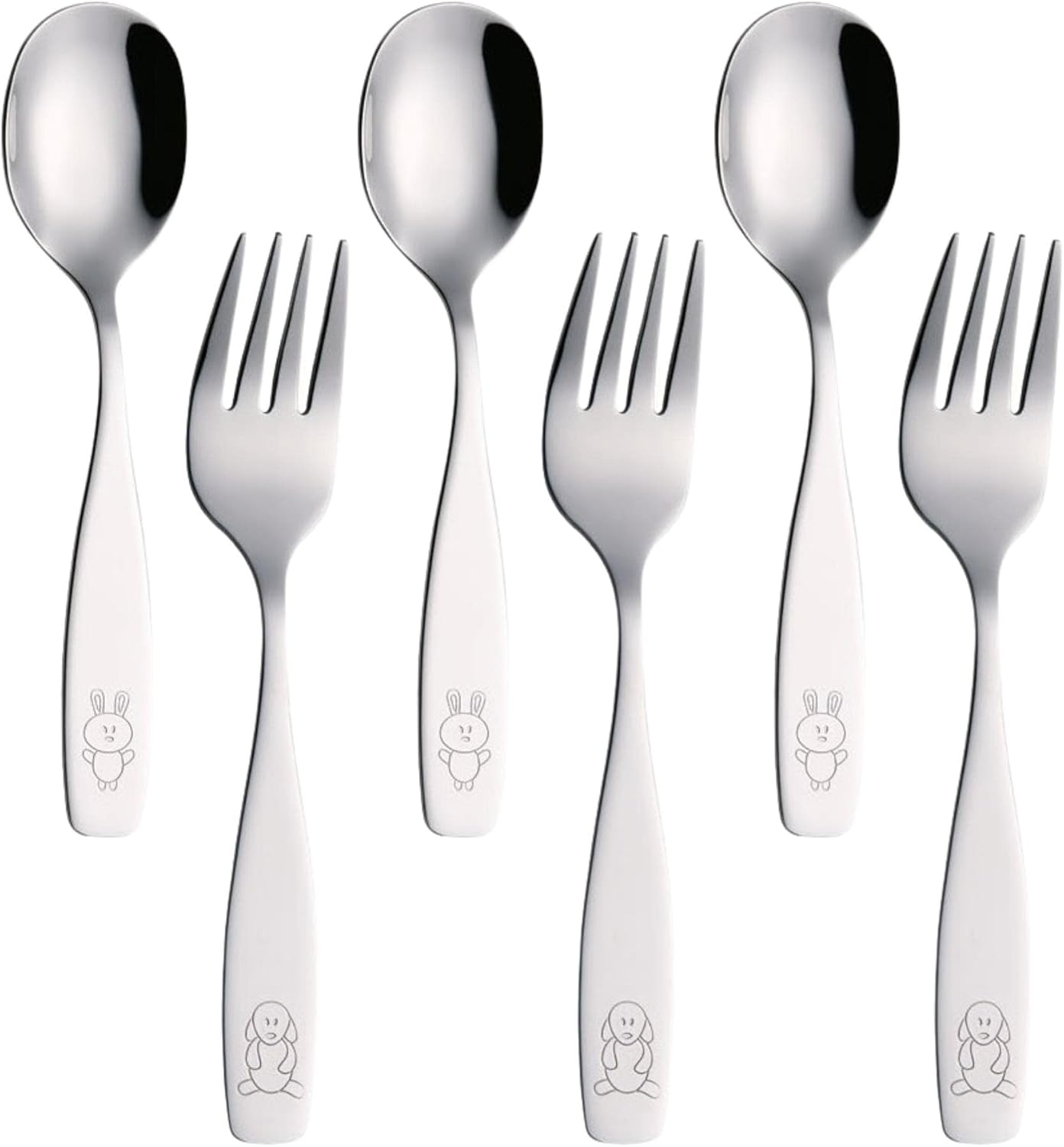 Exzact 6 Piece Kids Flatware Set - Forks and Spoons
