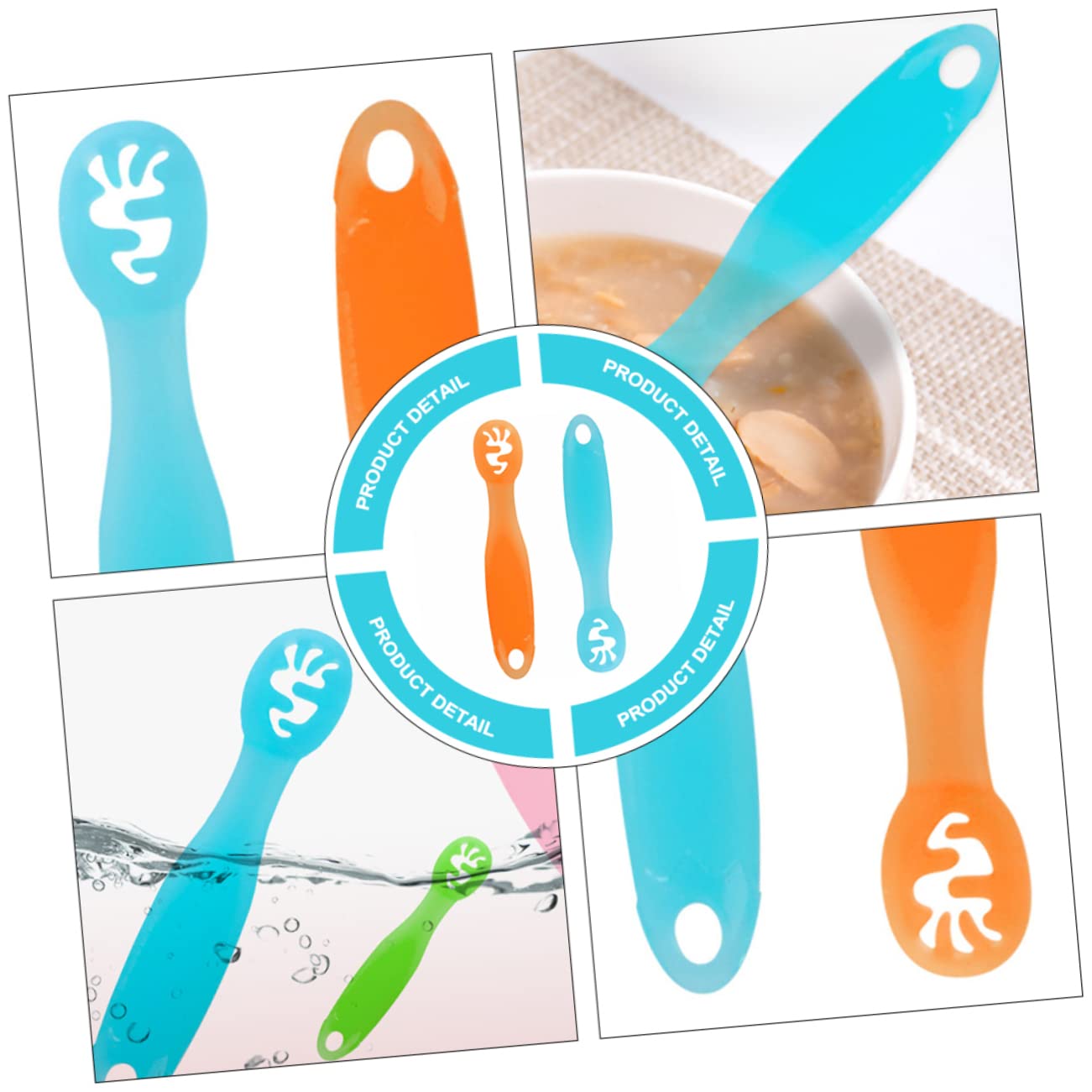 RORPOIR Safe Silicone Utensils Trainer Spoons for 1 Year Old