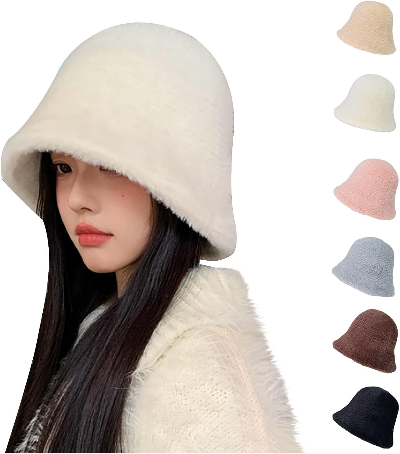 HGps8w Winter Fuzzy Bucket Hat Warm Stylish