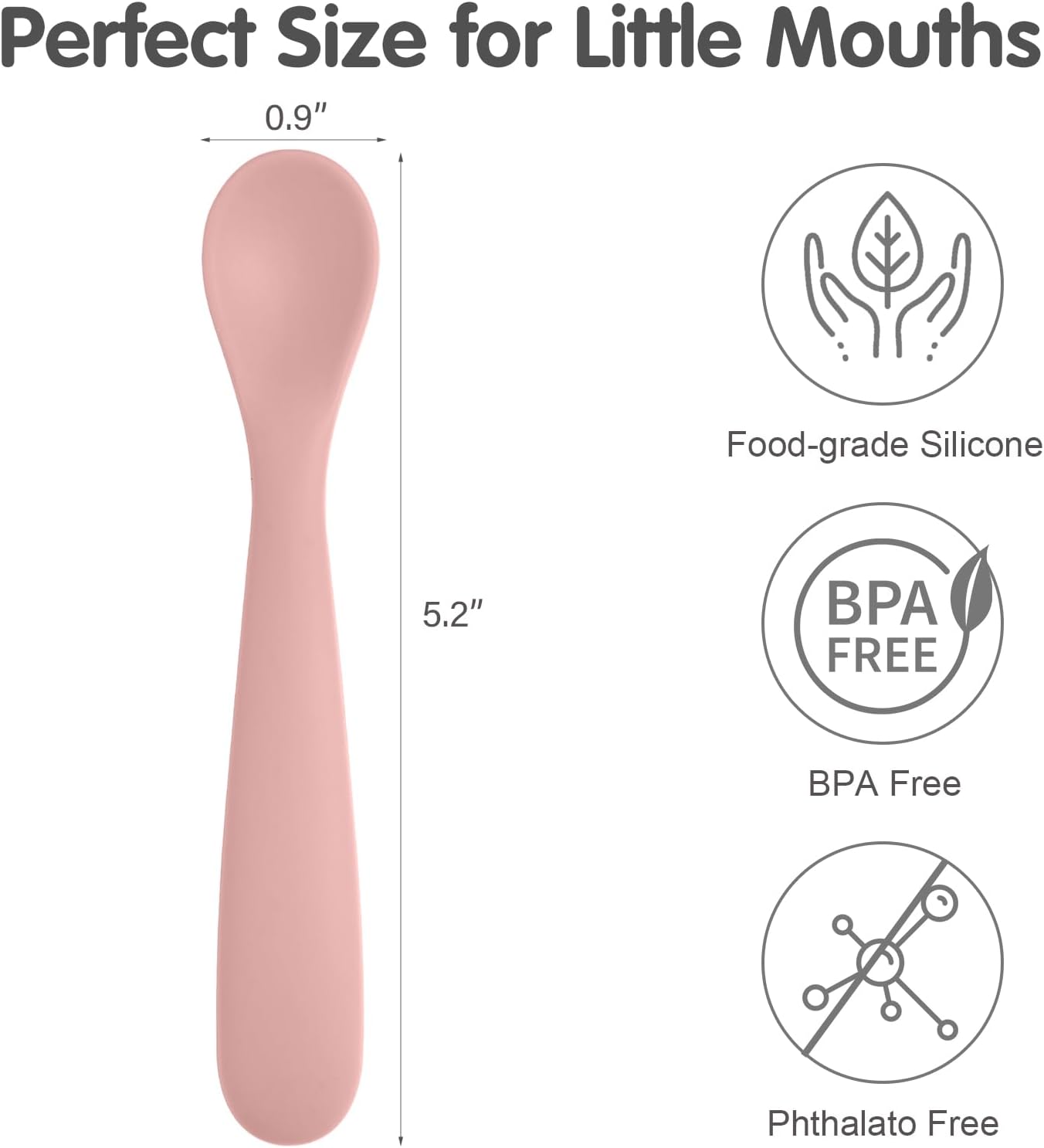 Perfect 6 Pack Silicone Baby Spoons