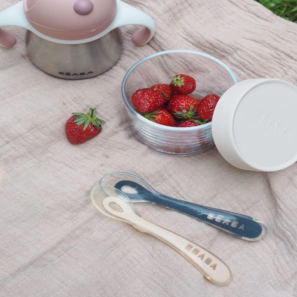 Beaba Toddler Self-Feeding Silicone Spoons 4-Pack Drizzle