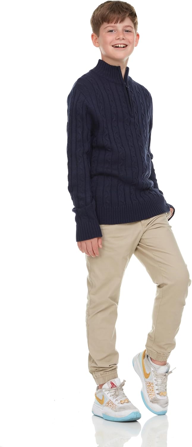 Sezzit Boys Quarter Zip Cable Knit Sweater