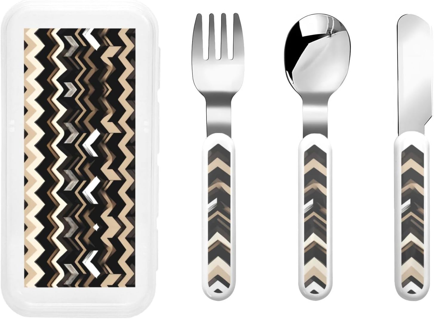Sturdy Stainless Steel Flatware Set with Travel Case Zigzag Design