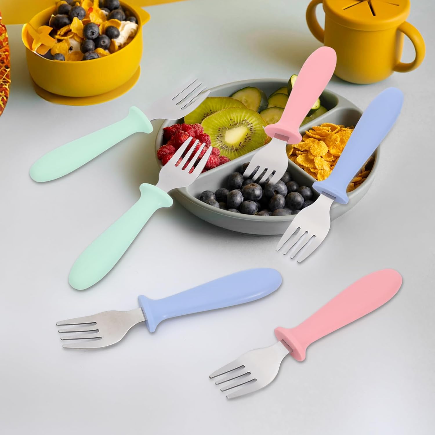 Pimoys Toddler Forks 6-Piece Set with Safe Design for Babies